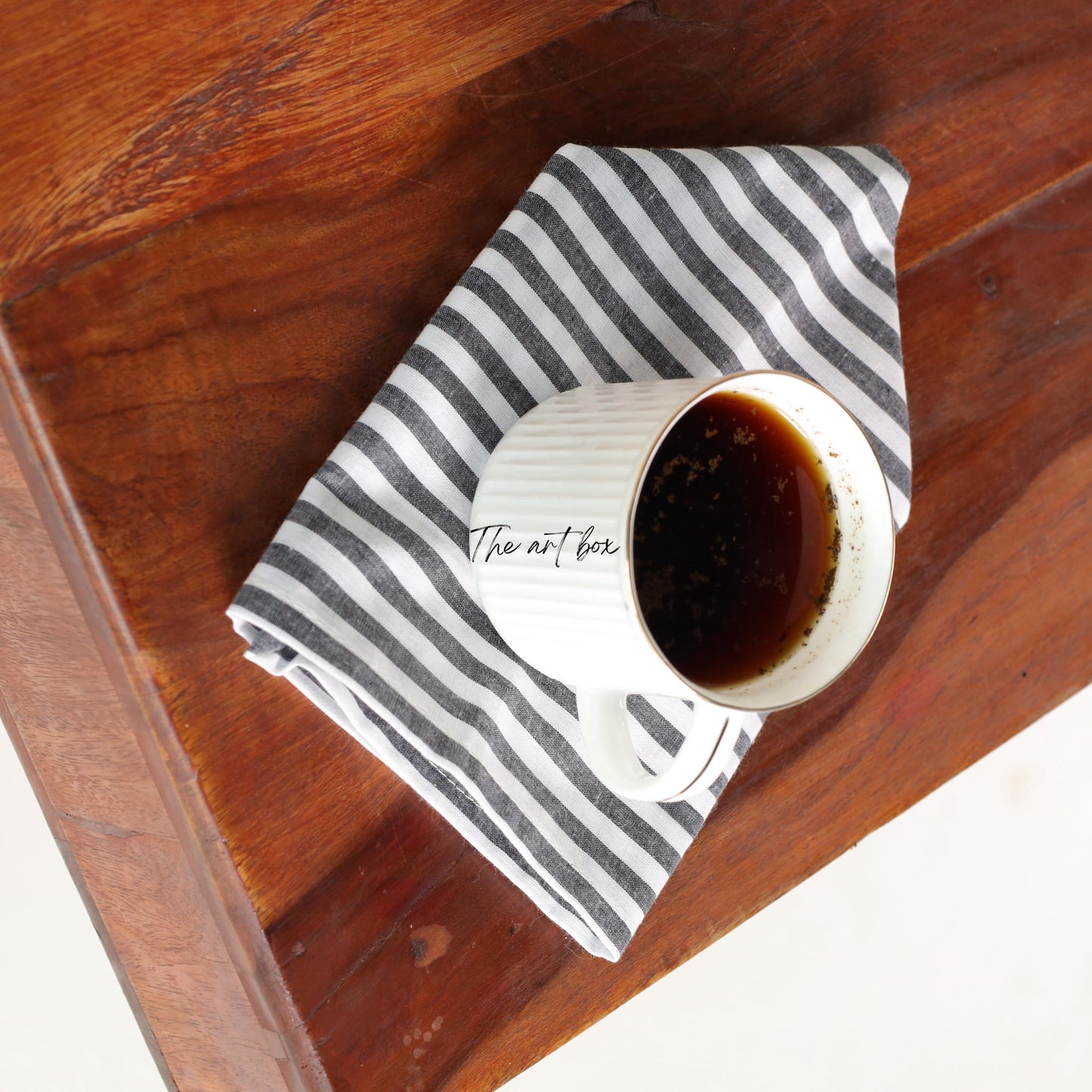 White Cotton Black Stripe Table Napkins