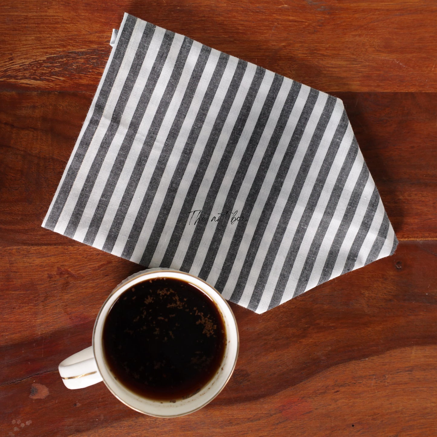 White Cotton Black Stripe Table Napkins