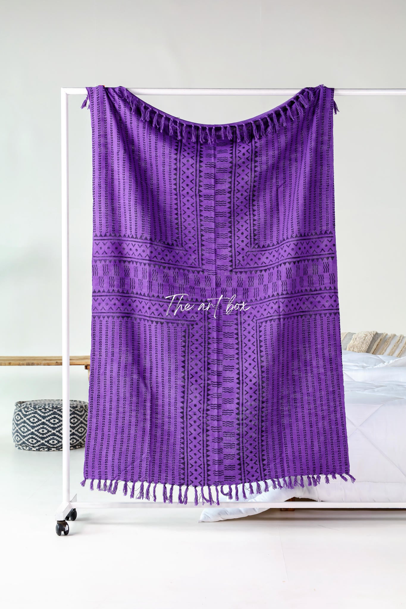 Purple Daabu Print Throw