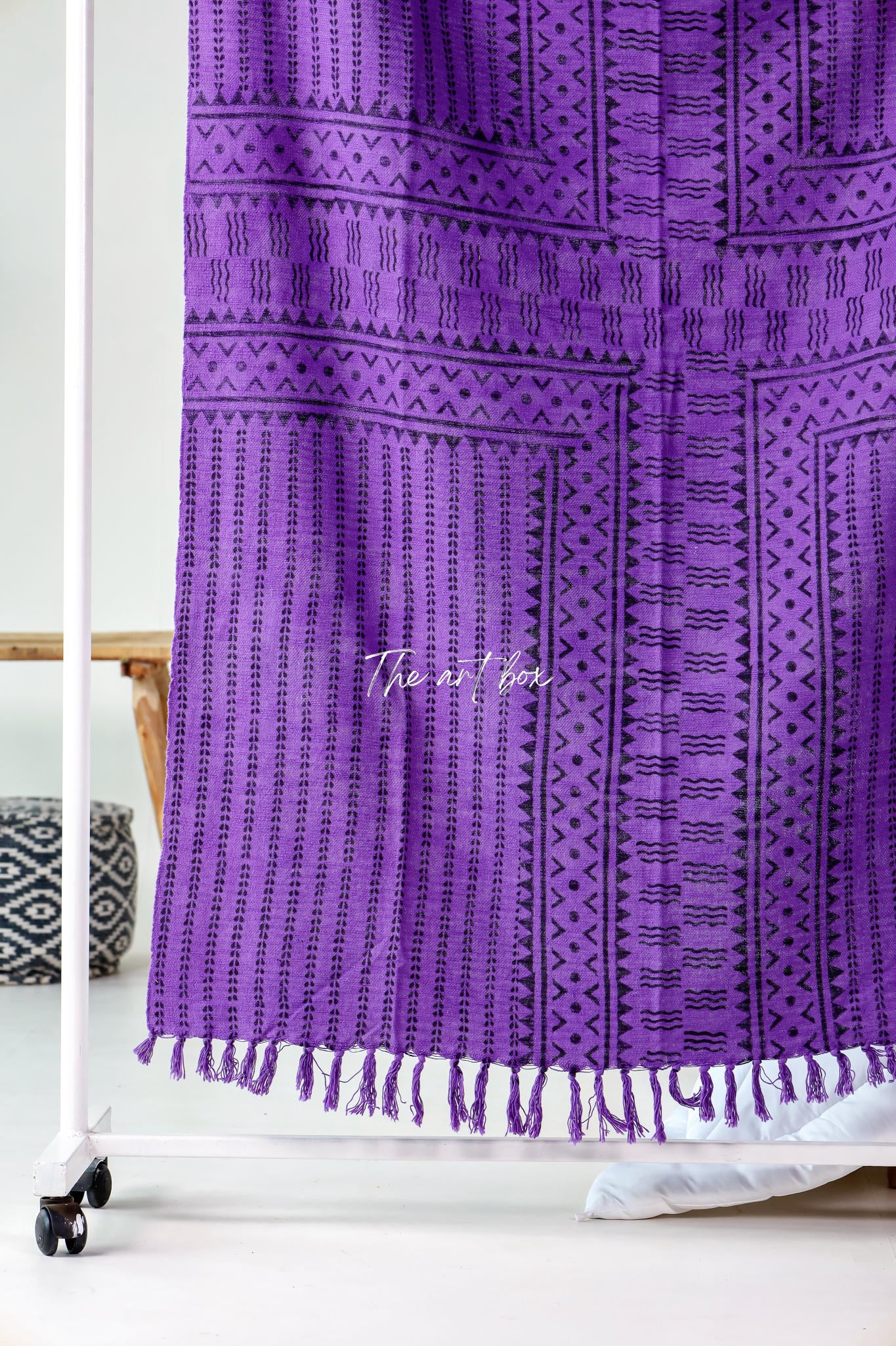 Purple Daabu Print Throw