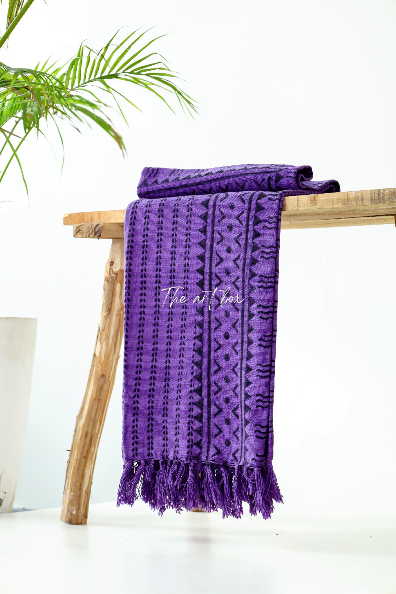 Purple Daabu Print Throw