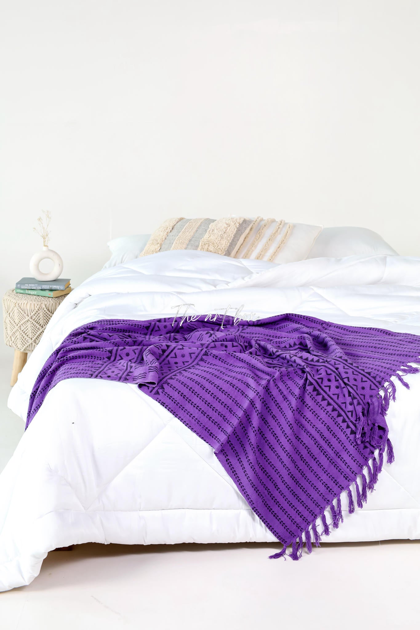 Purple Daabu Print Throw