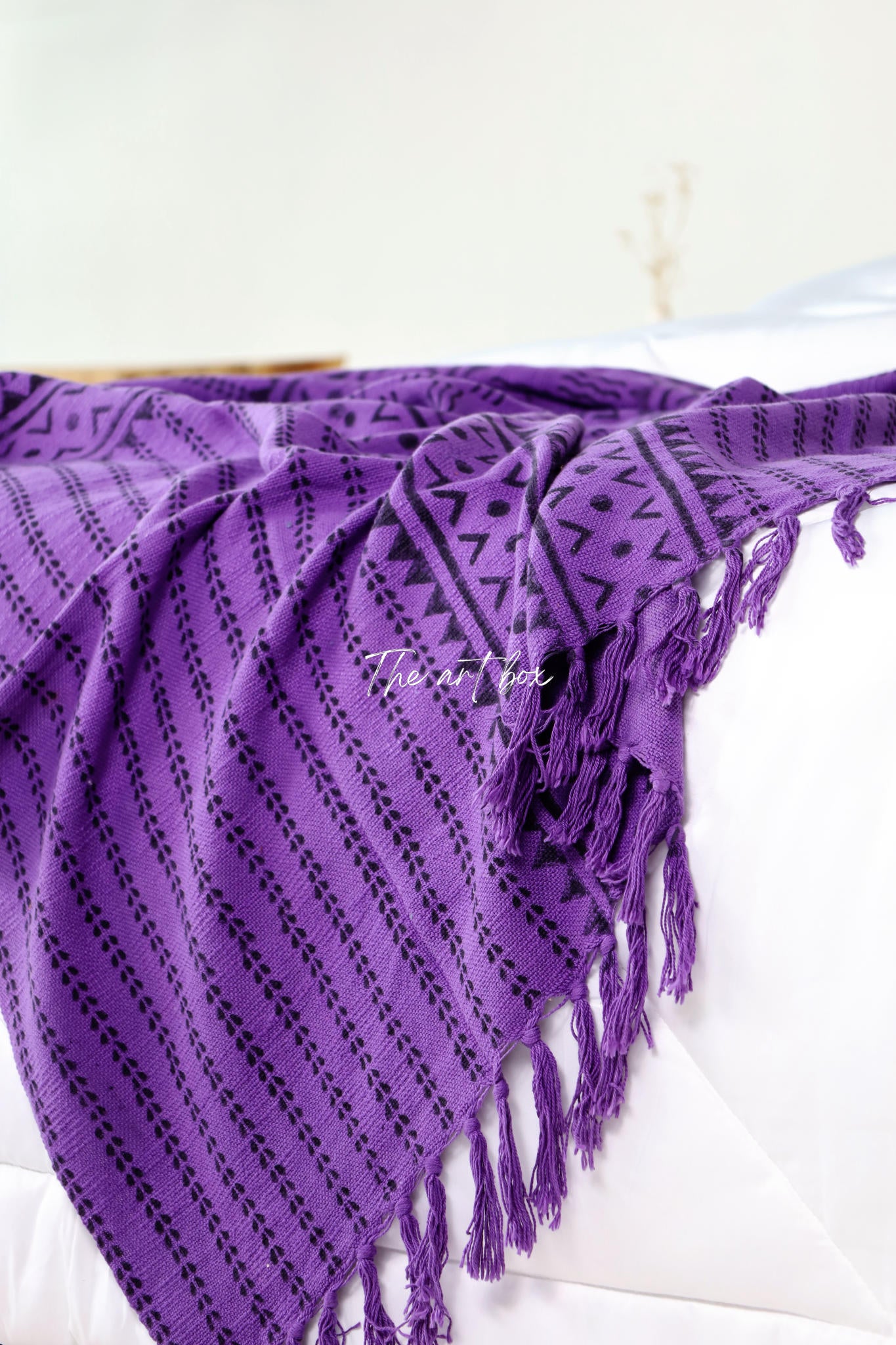 Purple Daabu Print Throw