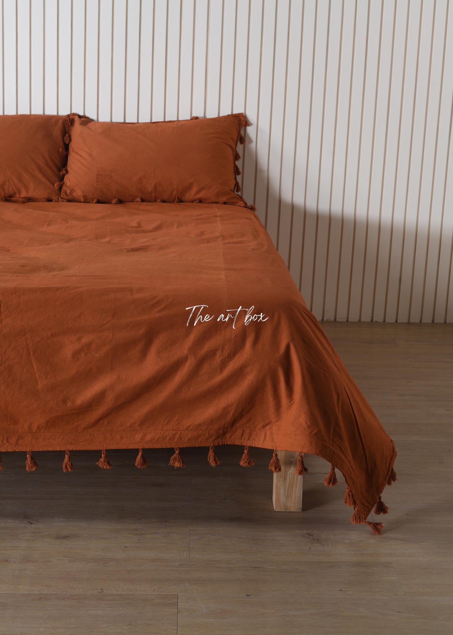 Rust Linen Bedsheet with Pillow Covers