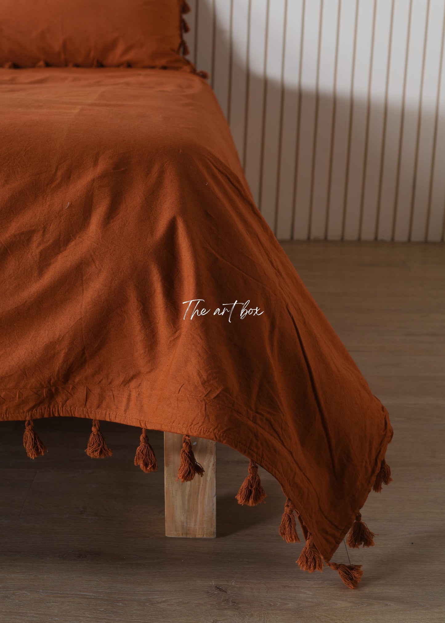 Rust Linen Bedsheet with Pillow Covers