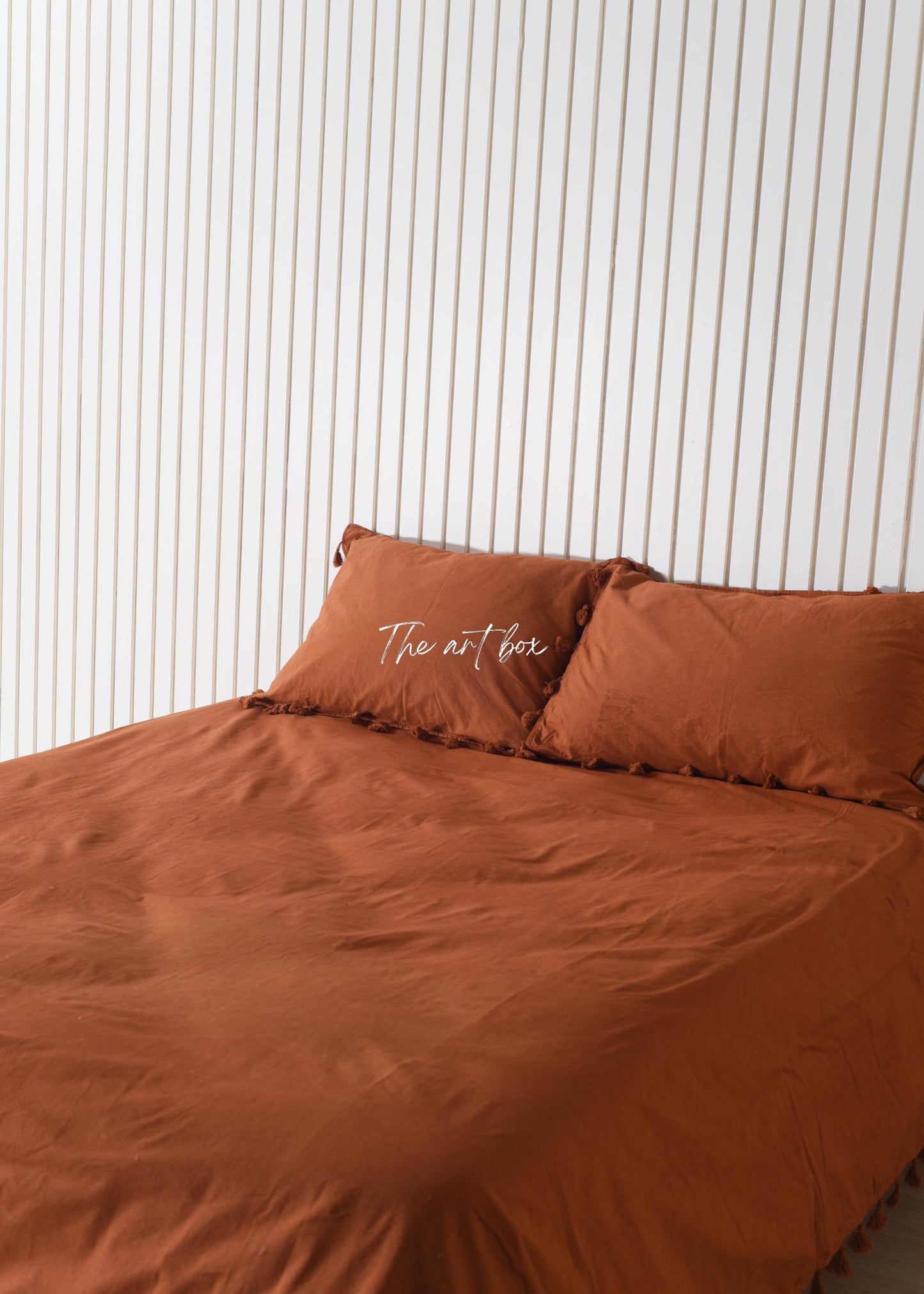 Rust Linen Bedsheet with Pillow Covers