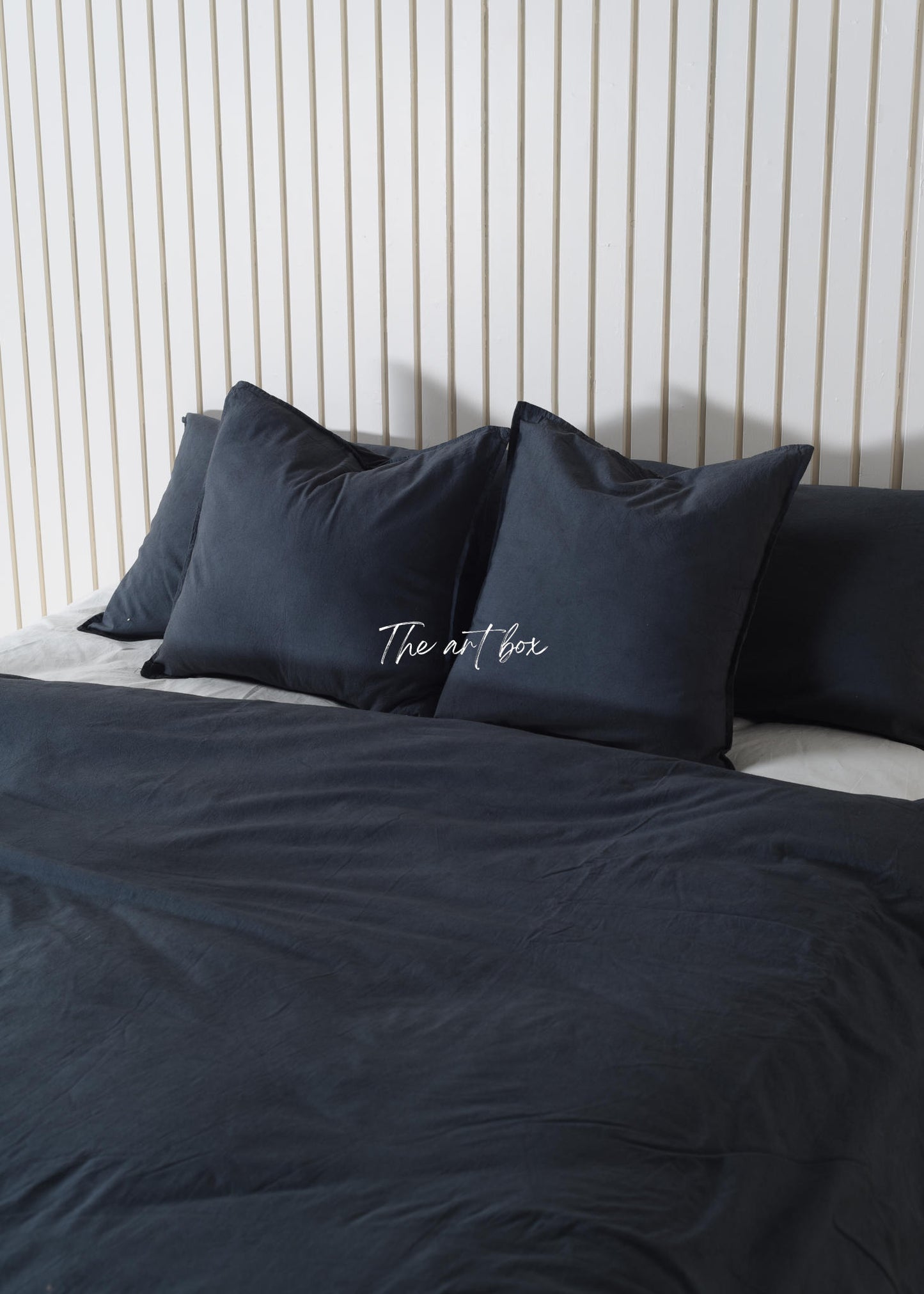 Deep Blue Linen Duvet Cover and Pillow Set