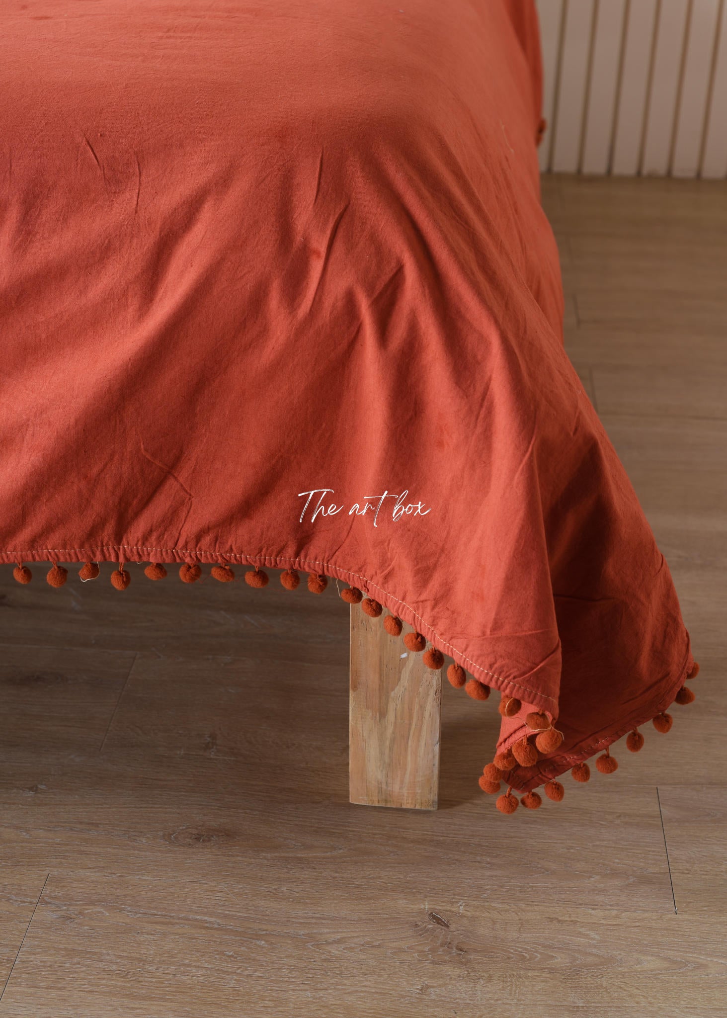 Red Linen Bedsheet with Pillow Covers