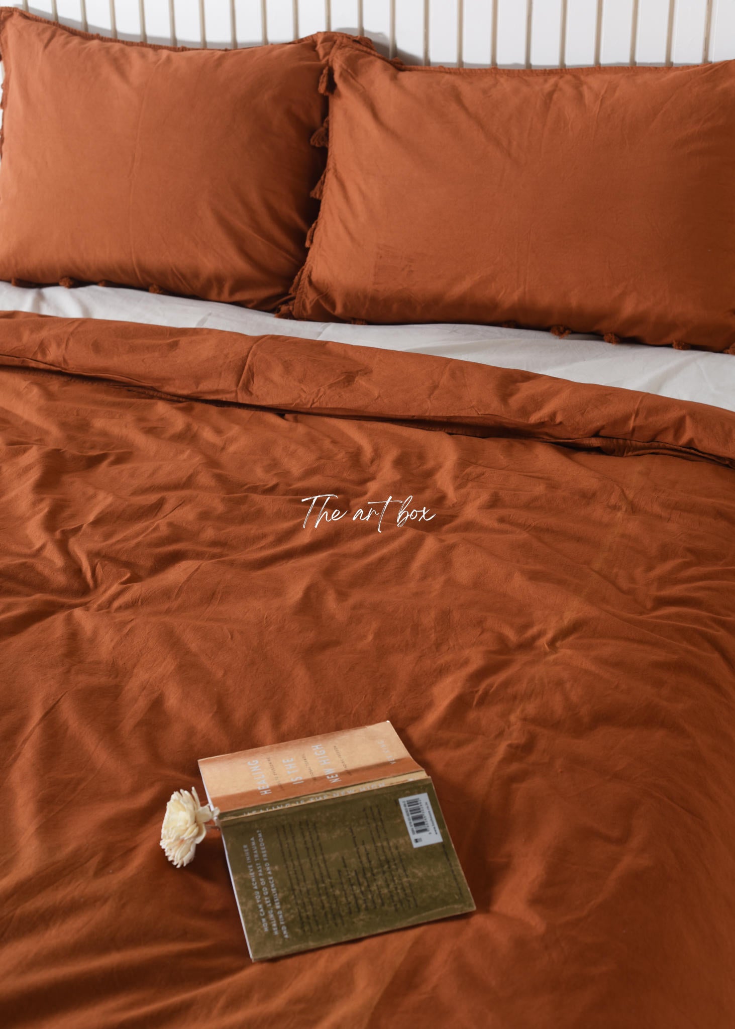 Rust Linen Duvet Cover and Pillow Set