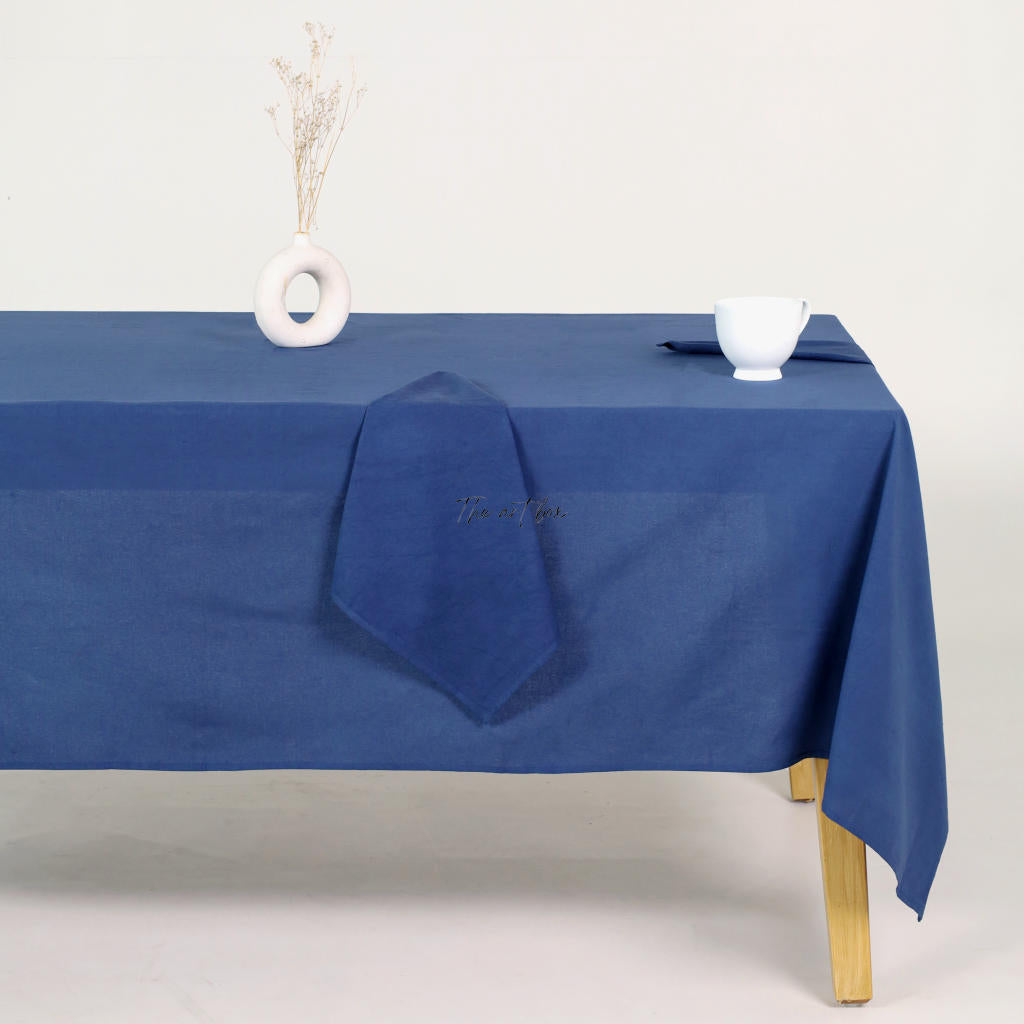 Ocean Blue Cotton Tablecloth