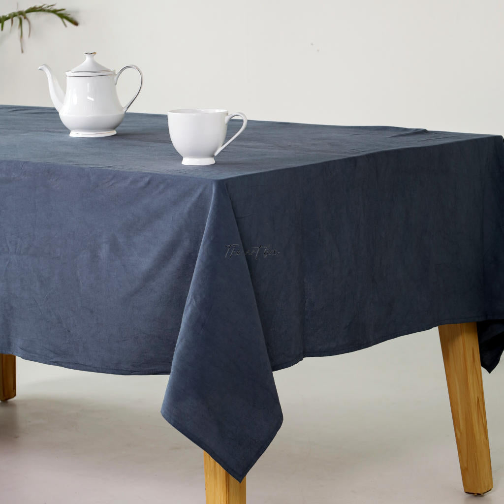 Midnight Blue Cotton Tablecloth