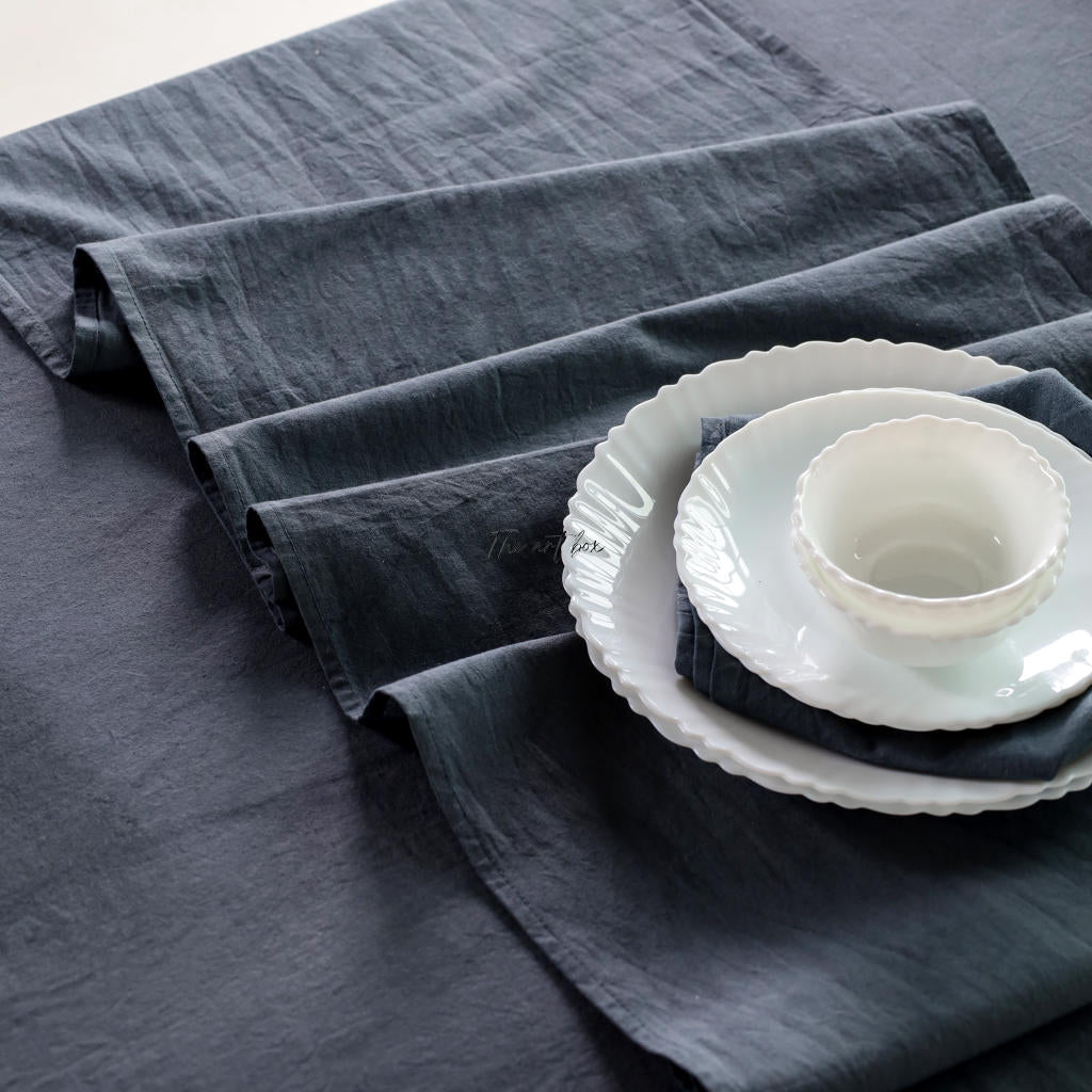 Midnight Blue Cotton Tablecloth