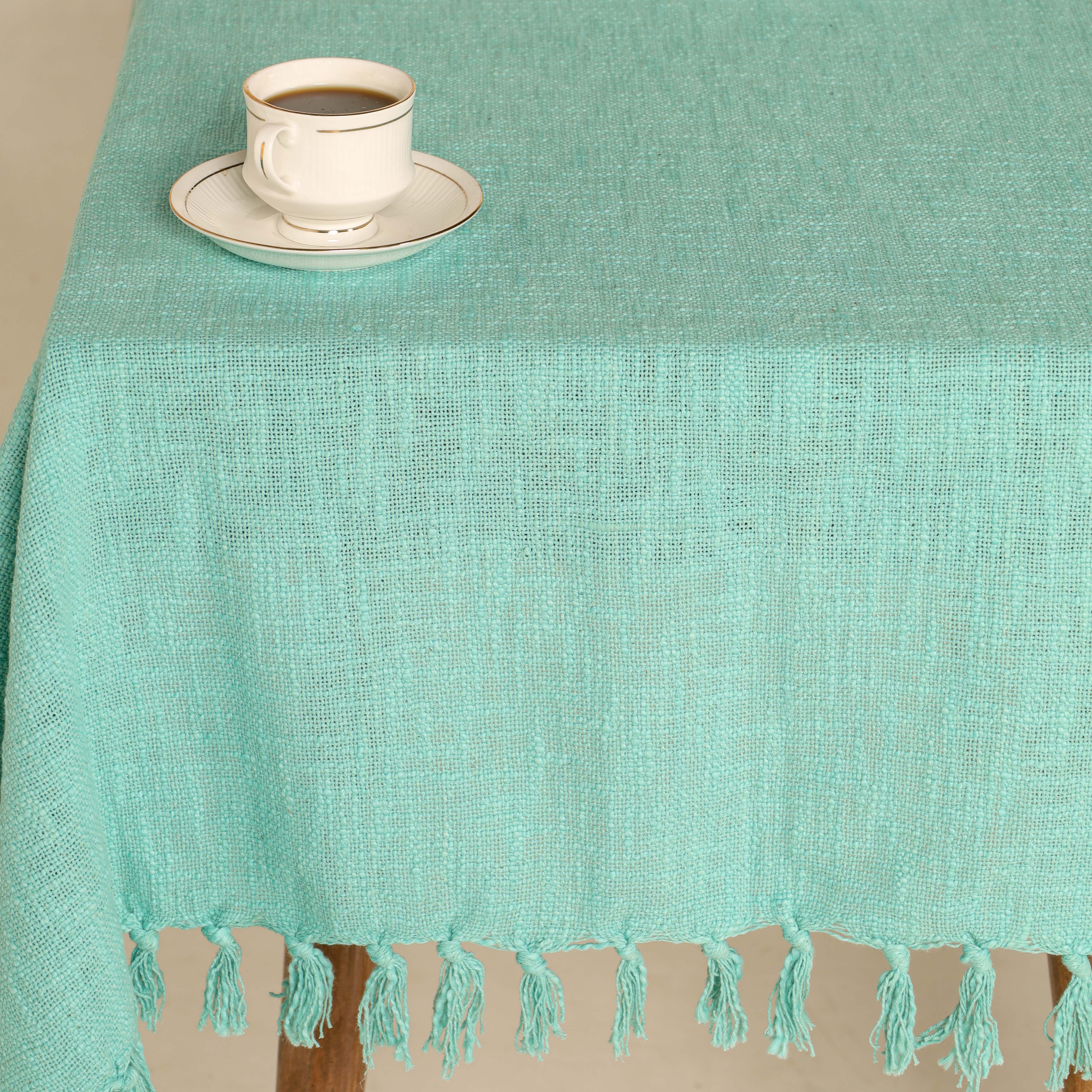 Sea Blue Cotton Tablecloth