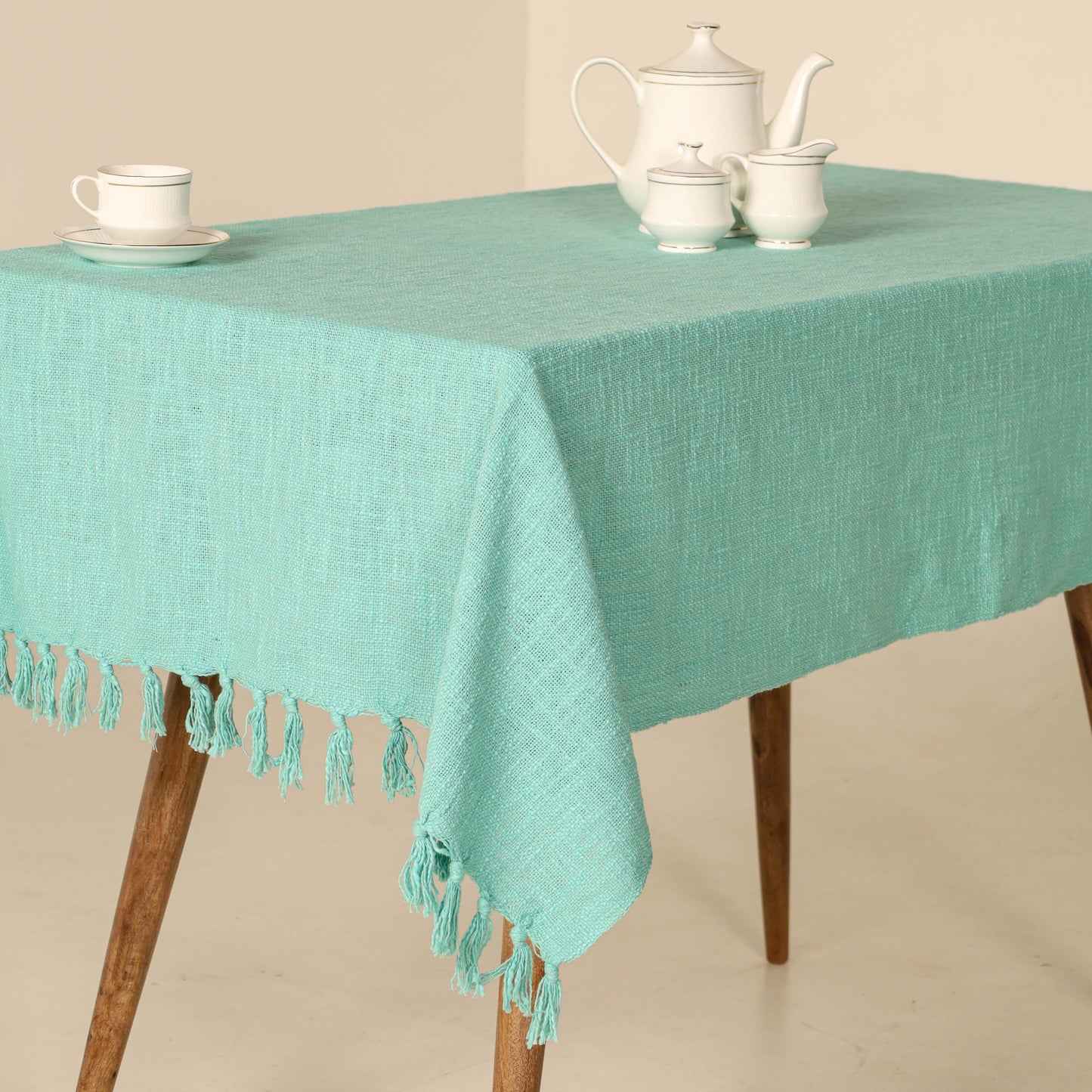 Sea Blue Cotton Tablecloth