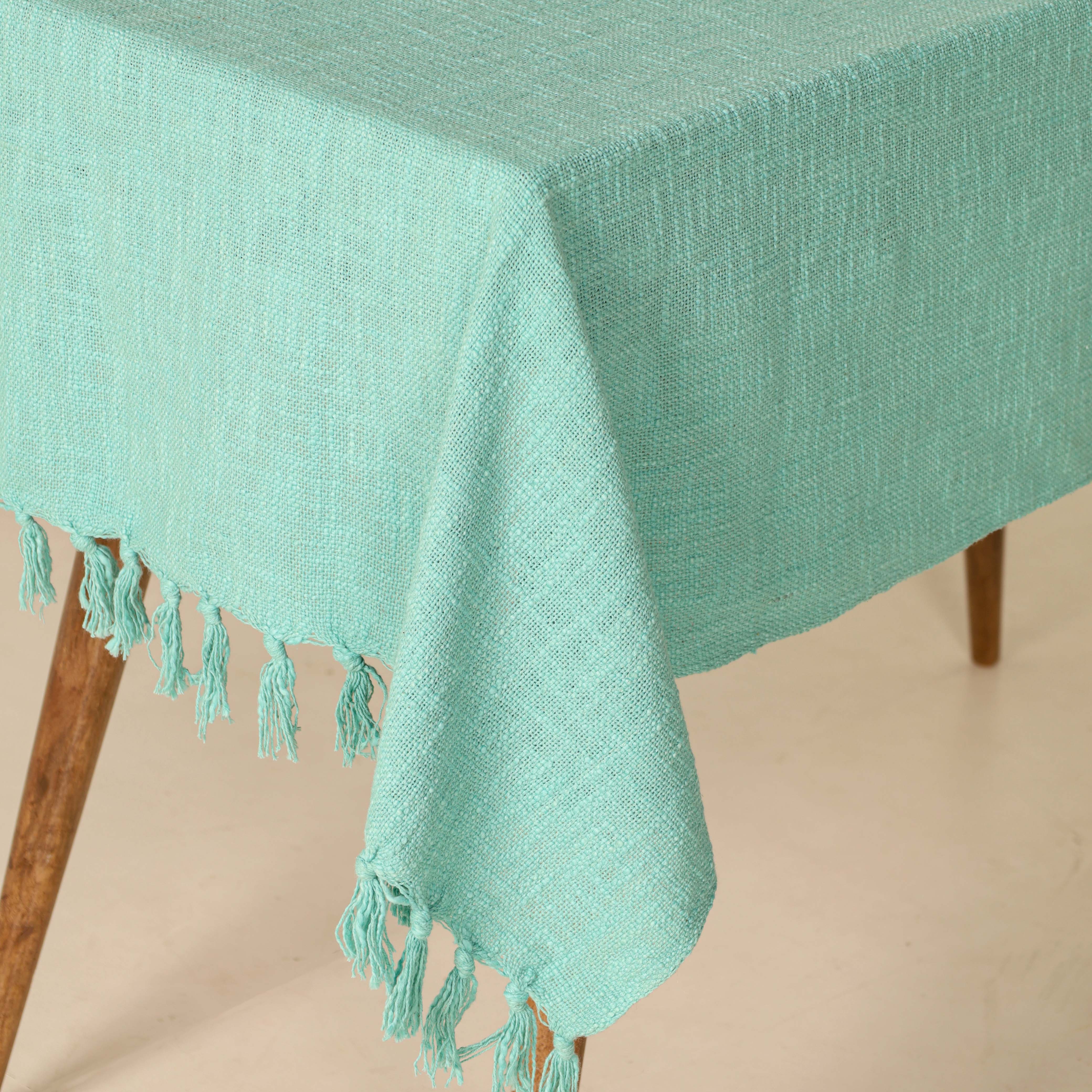 Sea Blue Cotton Tablecloth