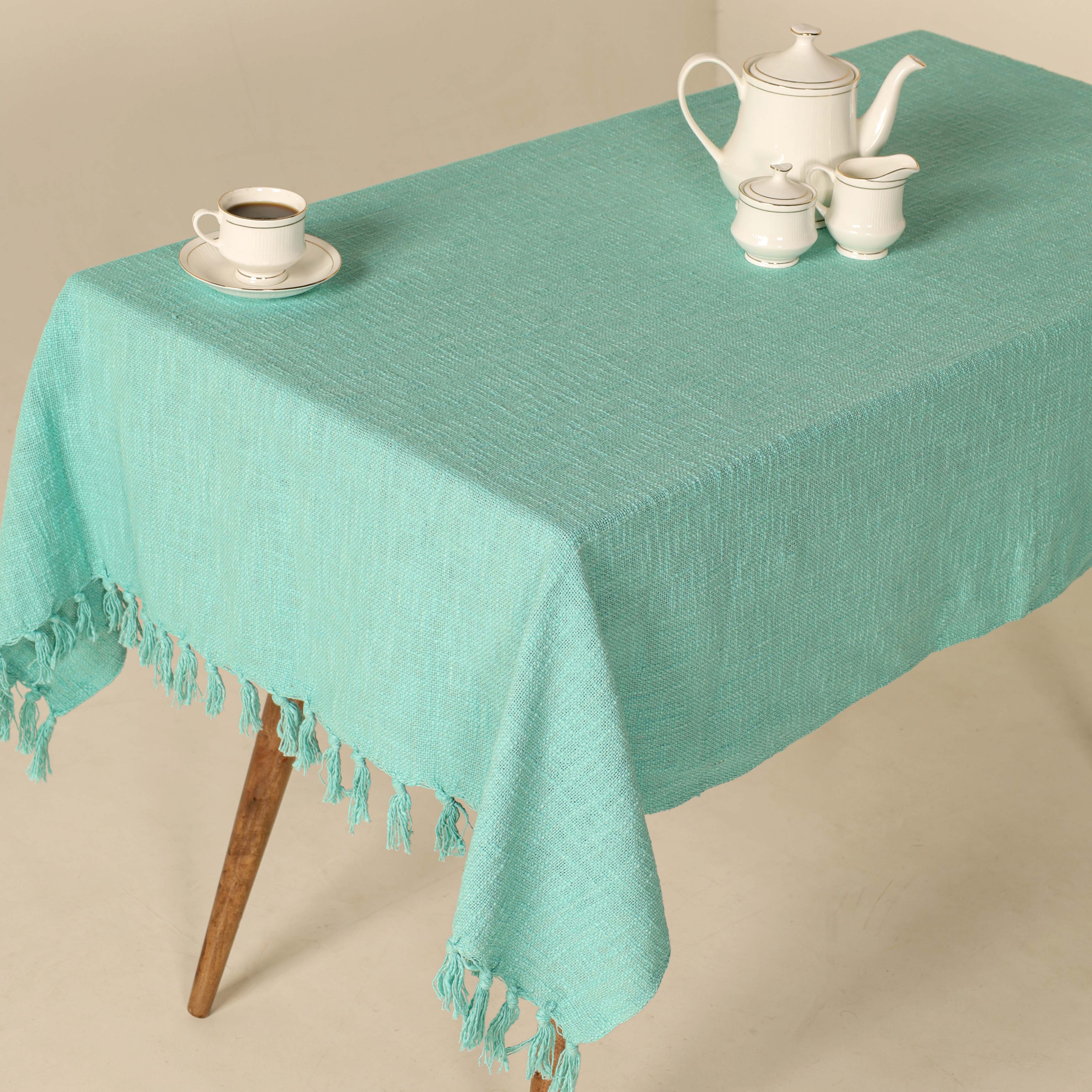 Sea Blue Cotton Tablecloth