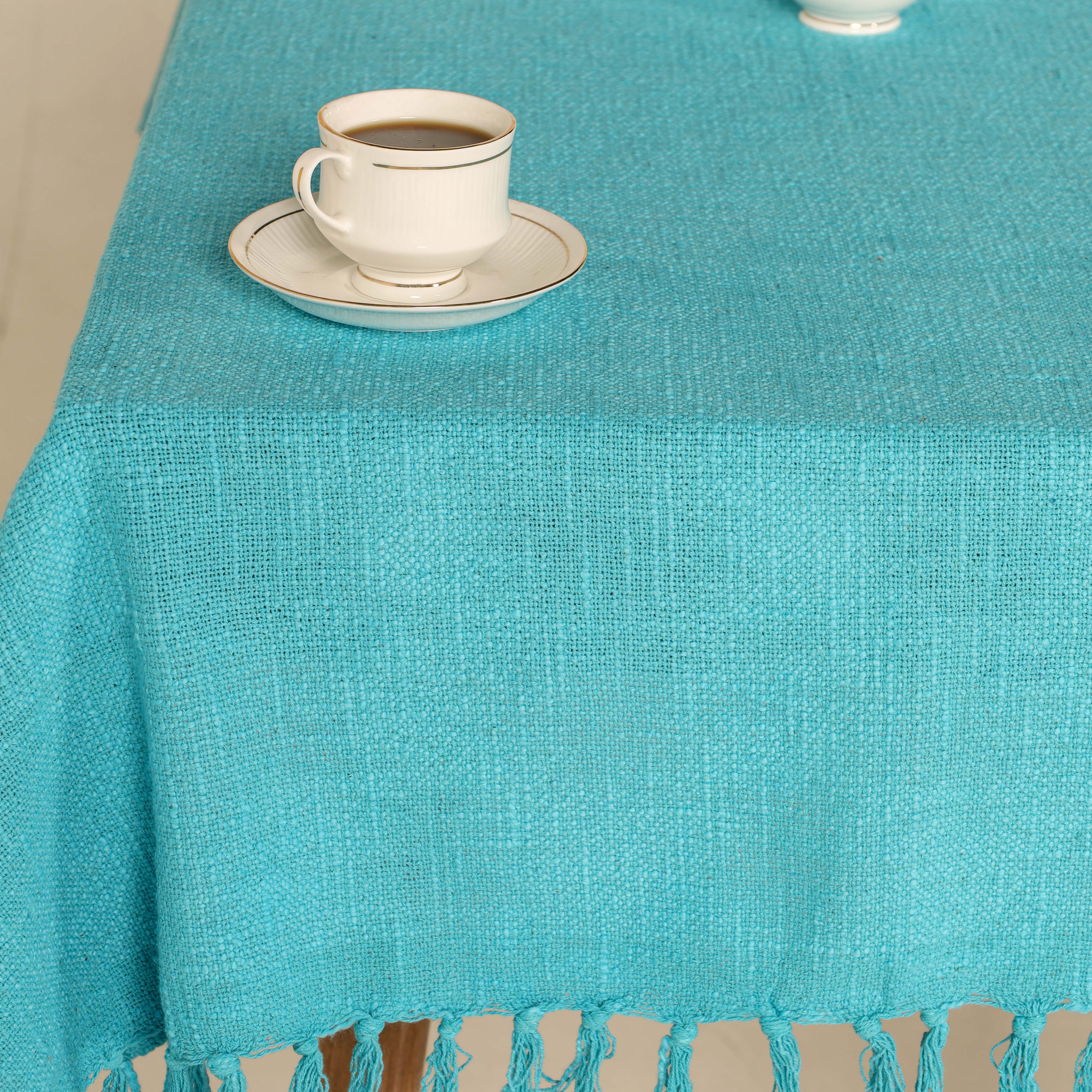 Sky Blue Cotton Tablecloth