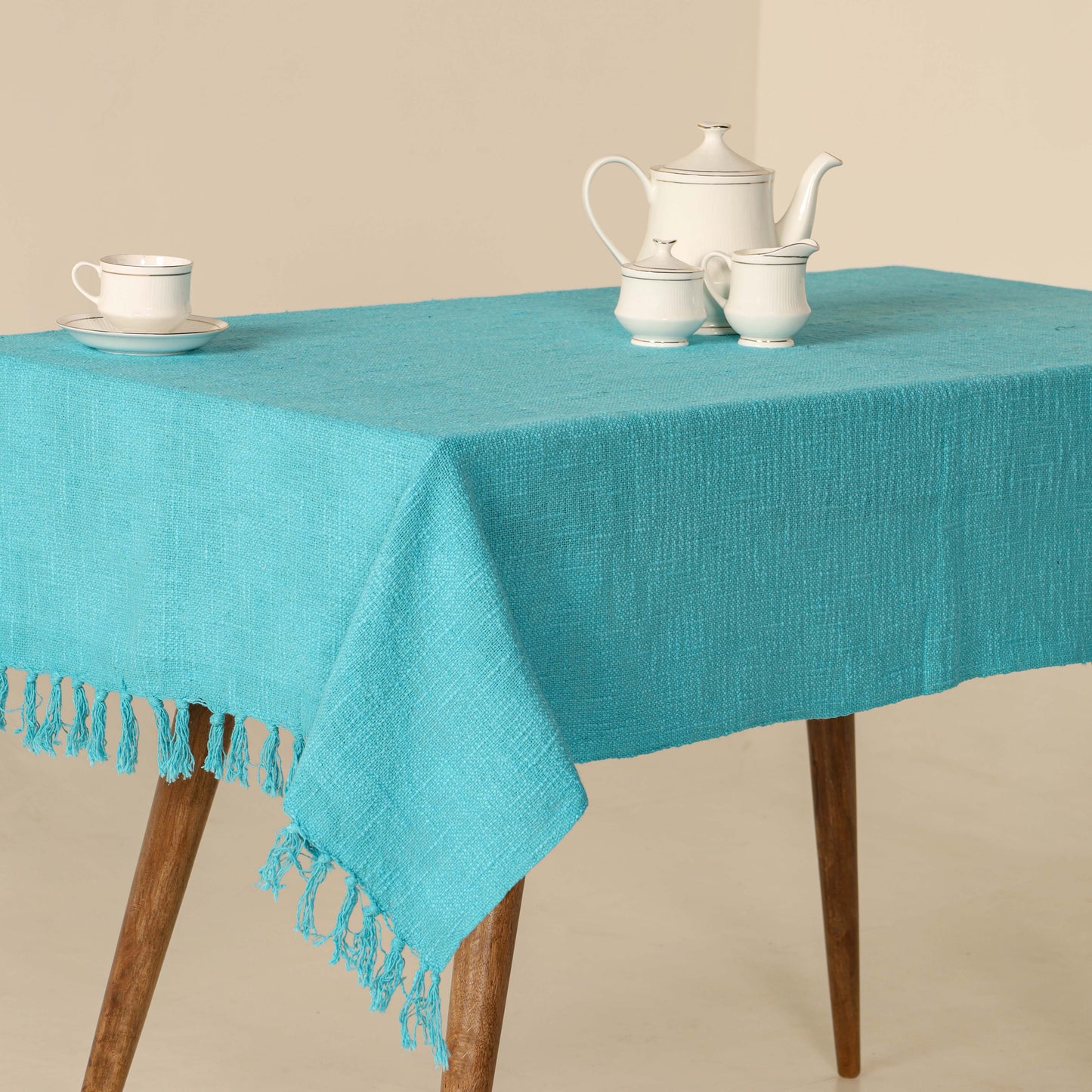 Sky Blue Cotton Tablecloth