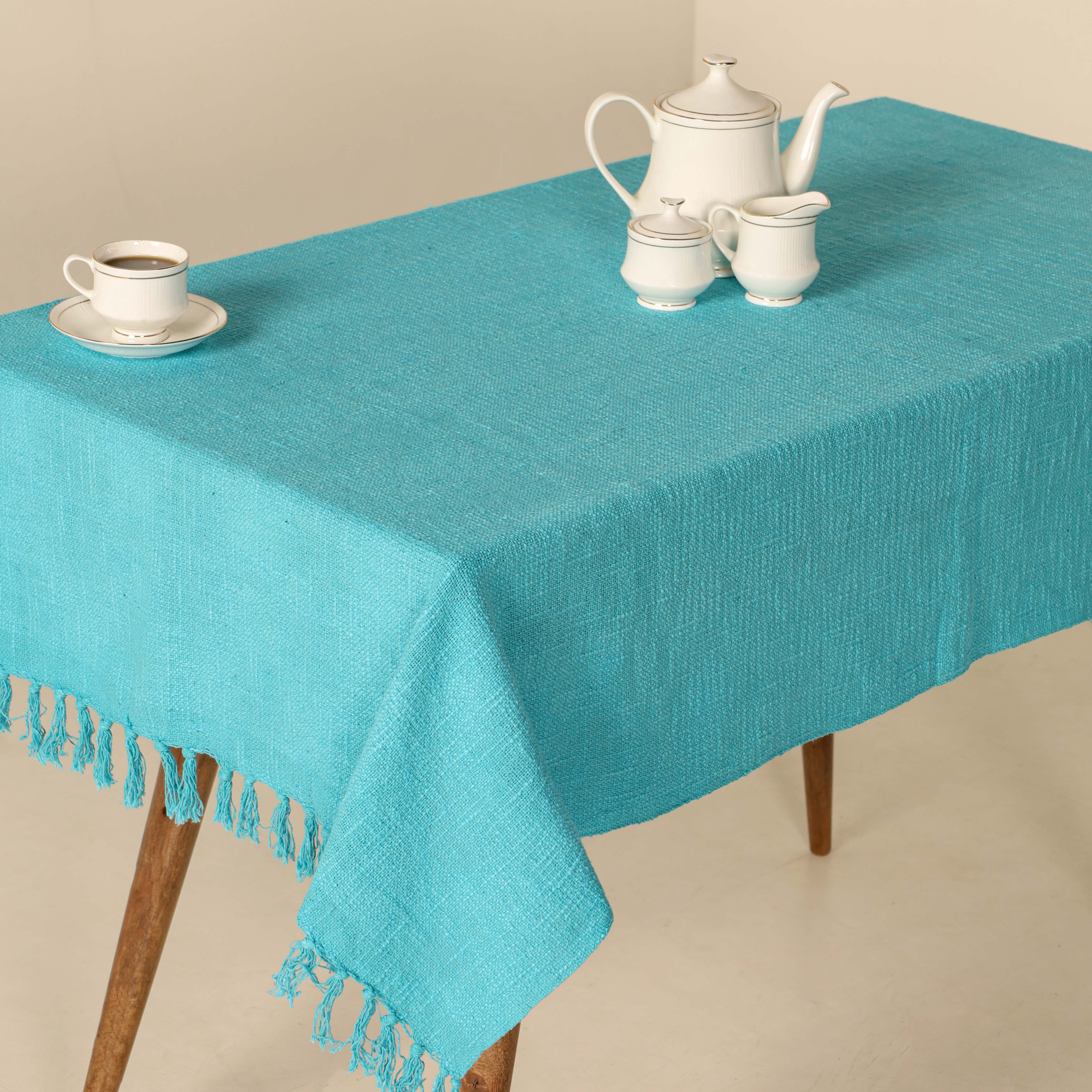 Sky Blue Cotton Tablecloth