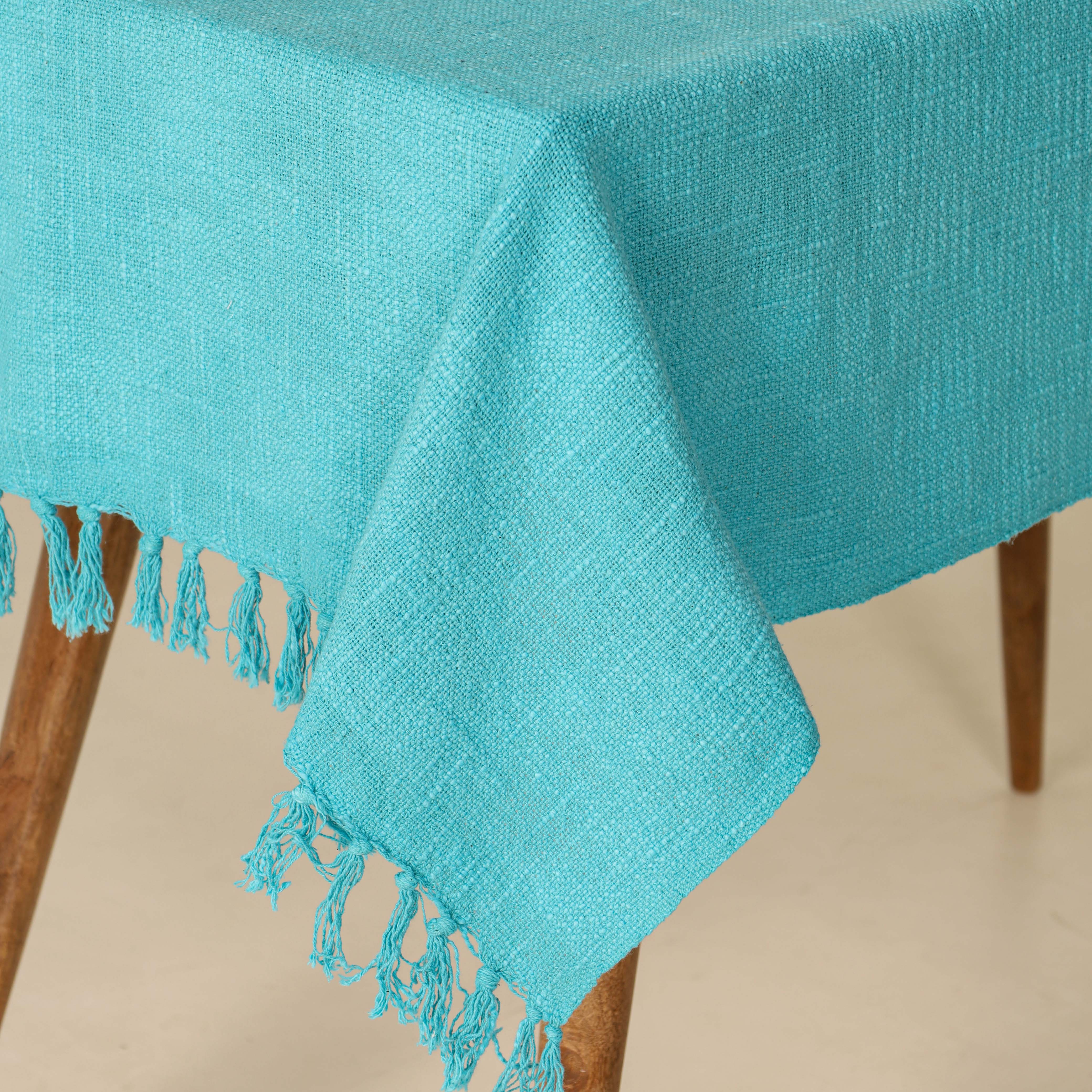 Sky Blue Cotton Tablecloth