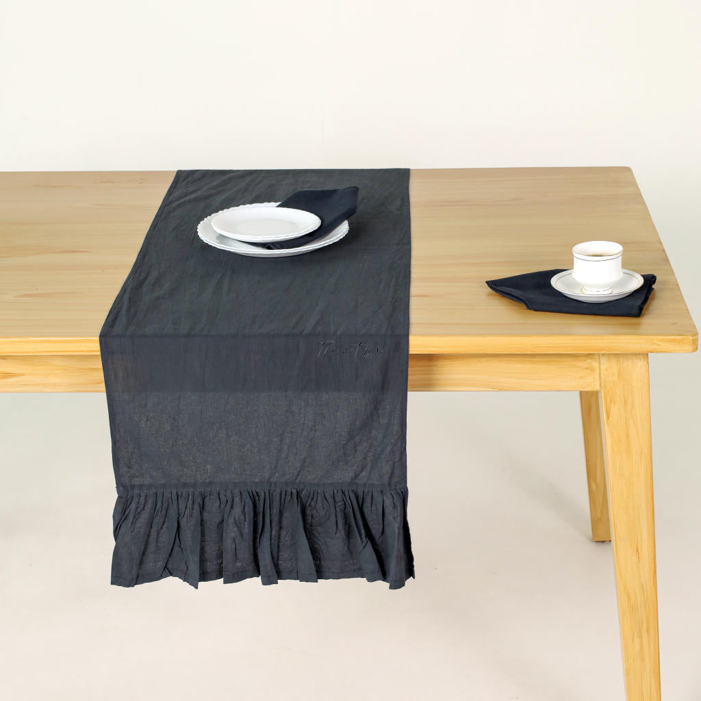 Black Cotton Table Runner