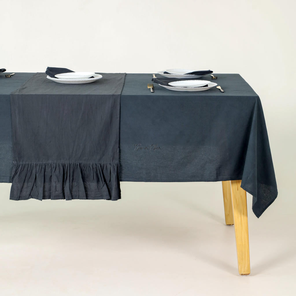 Black Cotton Table Runner