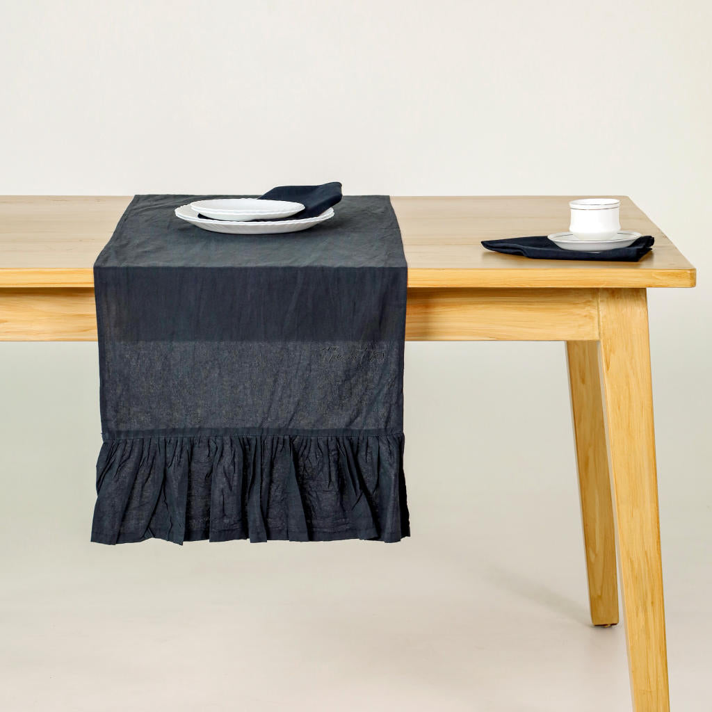 Black Cotton Table Runner