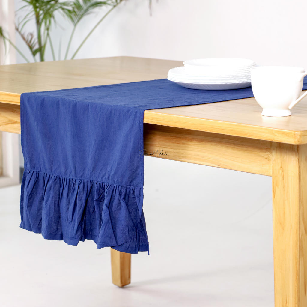 Blue Cotton Table Runner