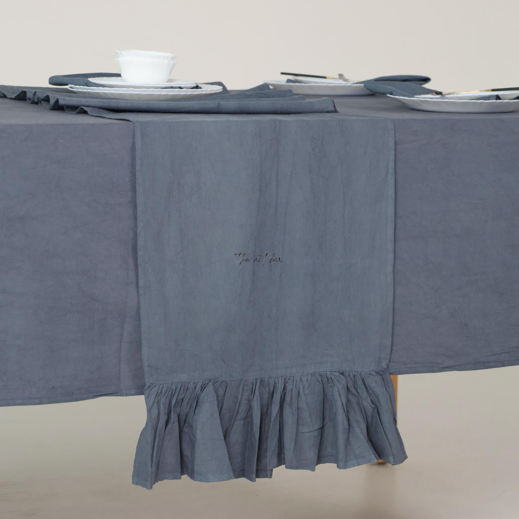 Grey Cotton Table Runner