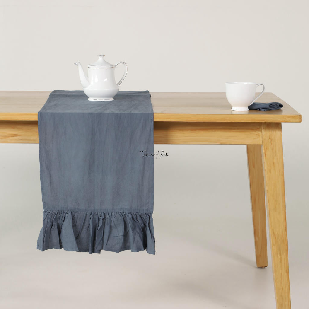 Grey Cotton Table Runner