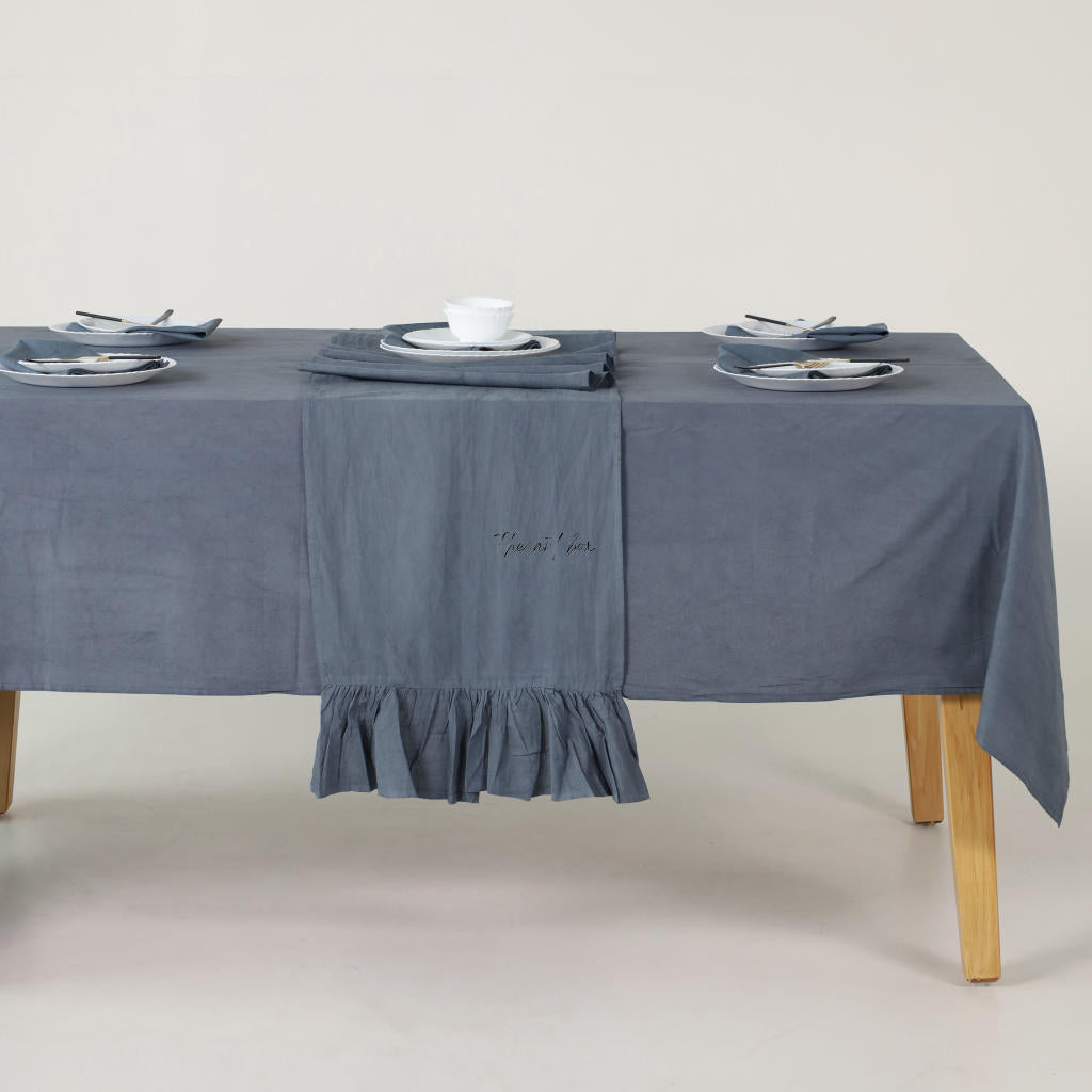 Grey Cotton Table Runner