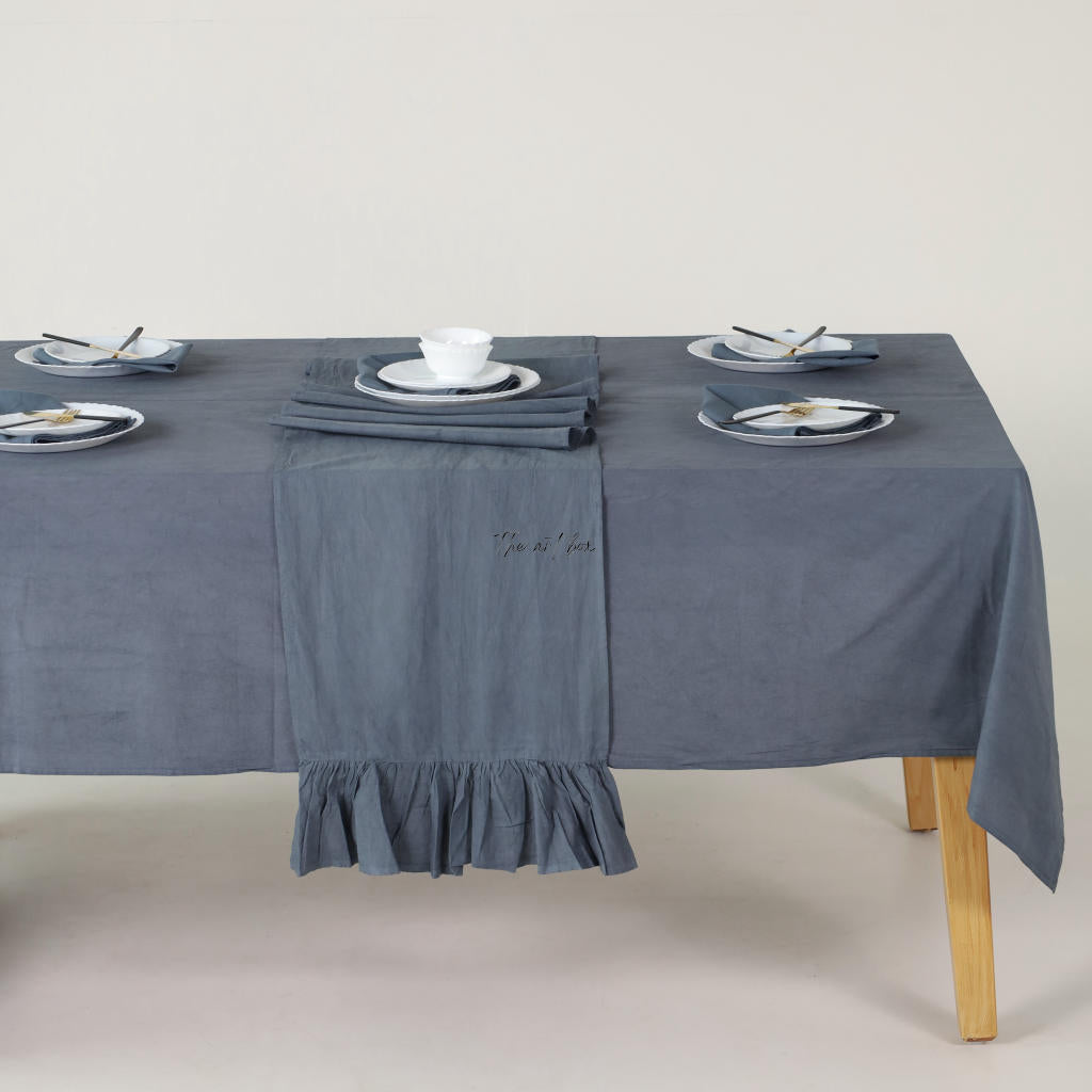 Grey Cotton Table Runner