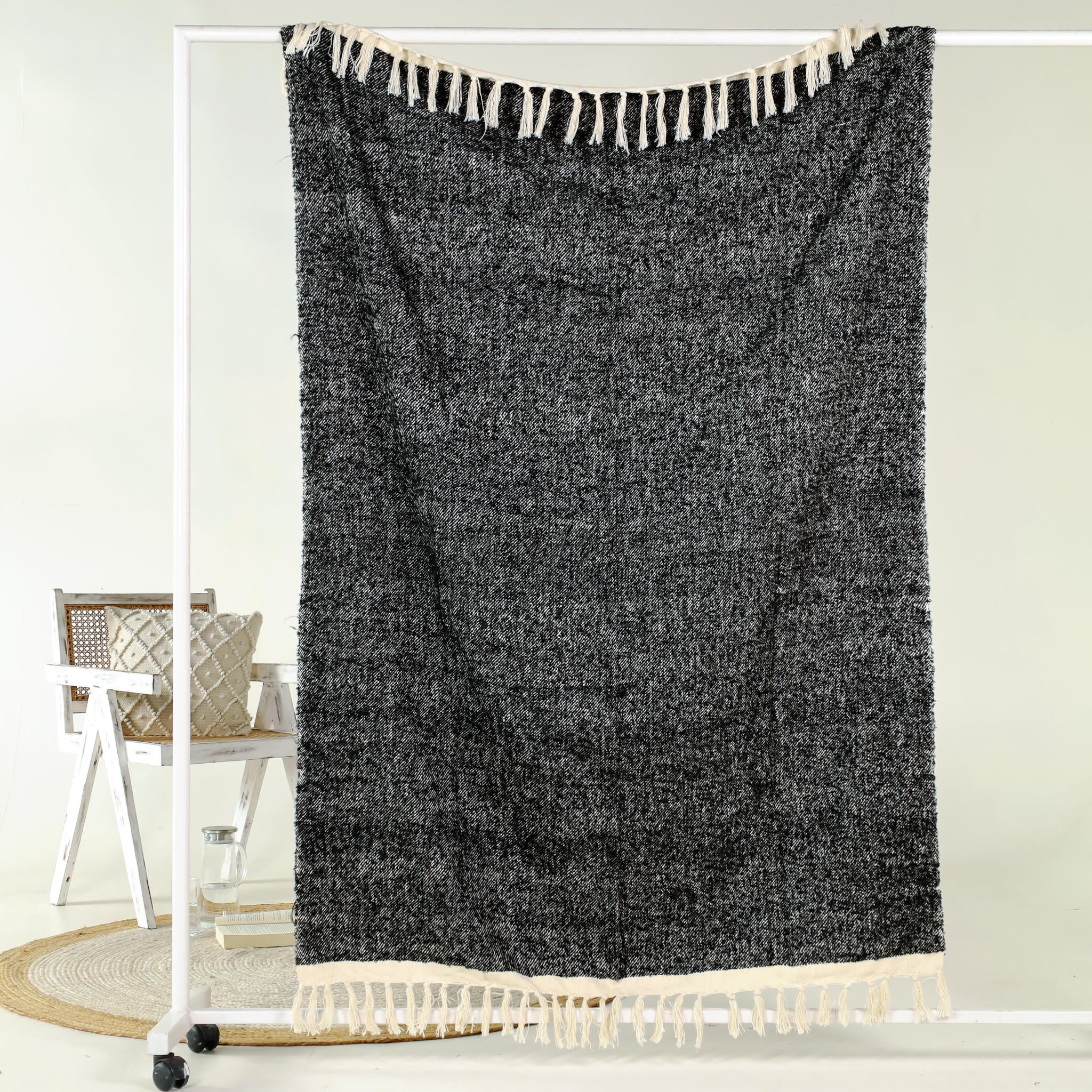 Black Solid Color Throw