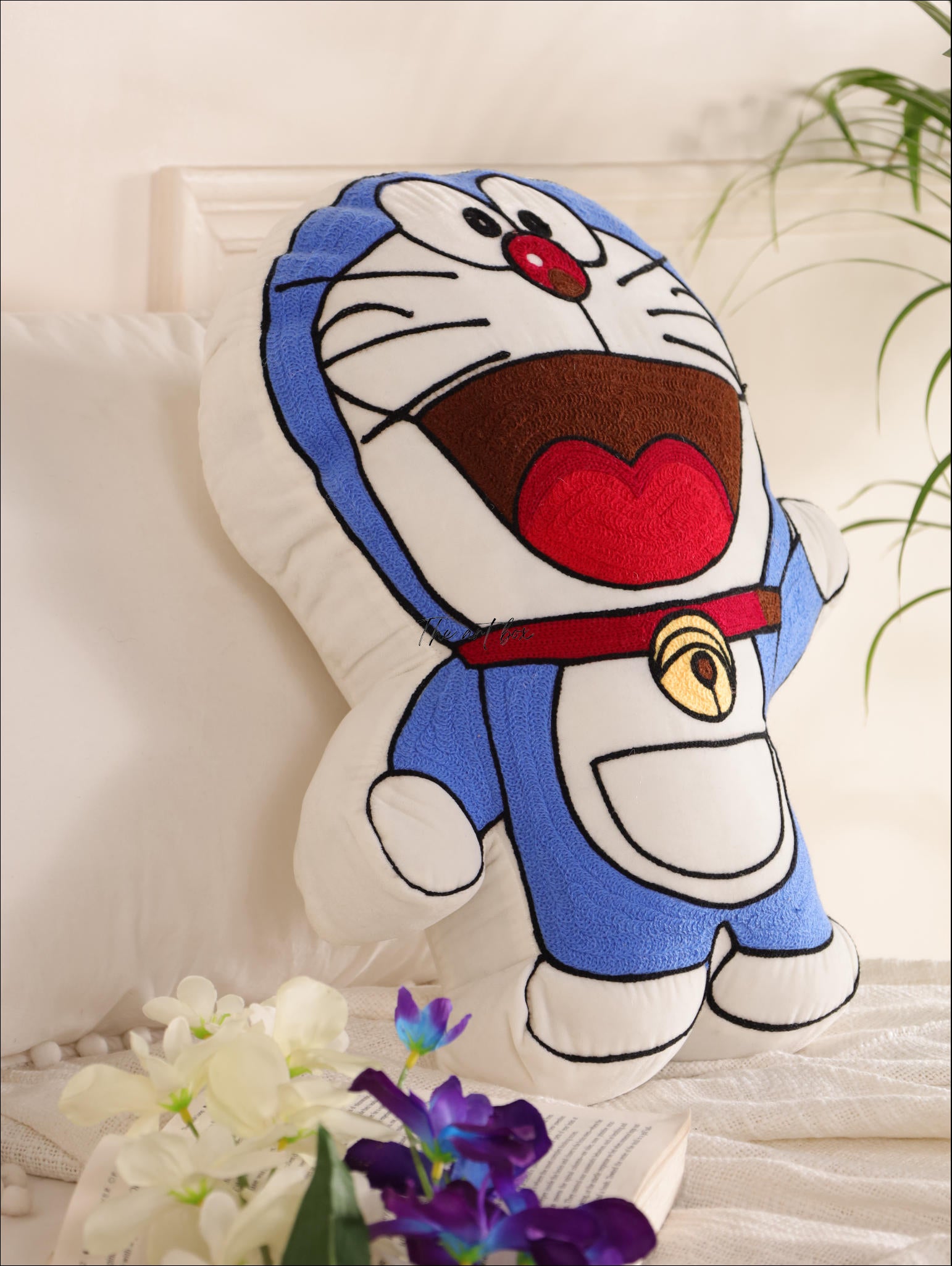 Personalised Doraemon Shaped Velvet Cushion For Living Room