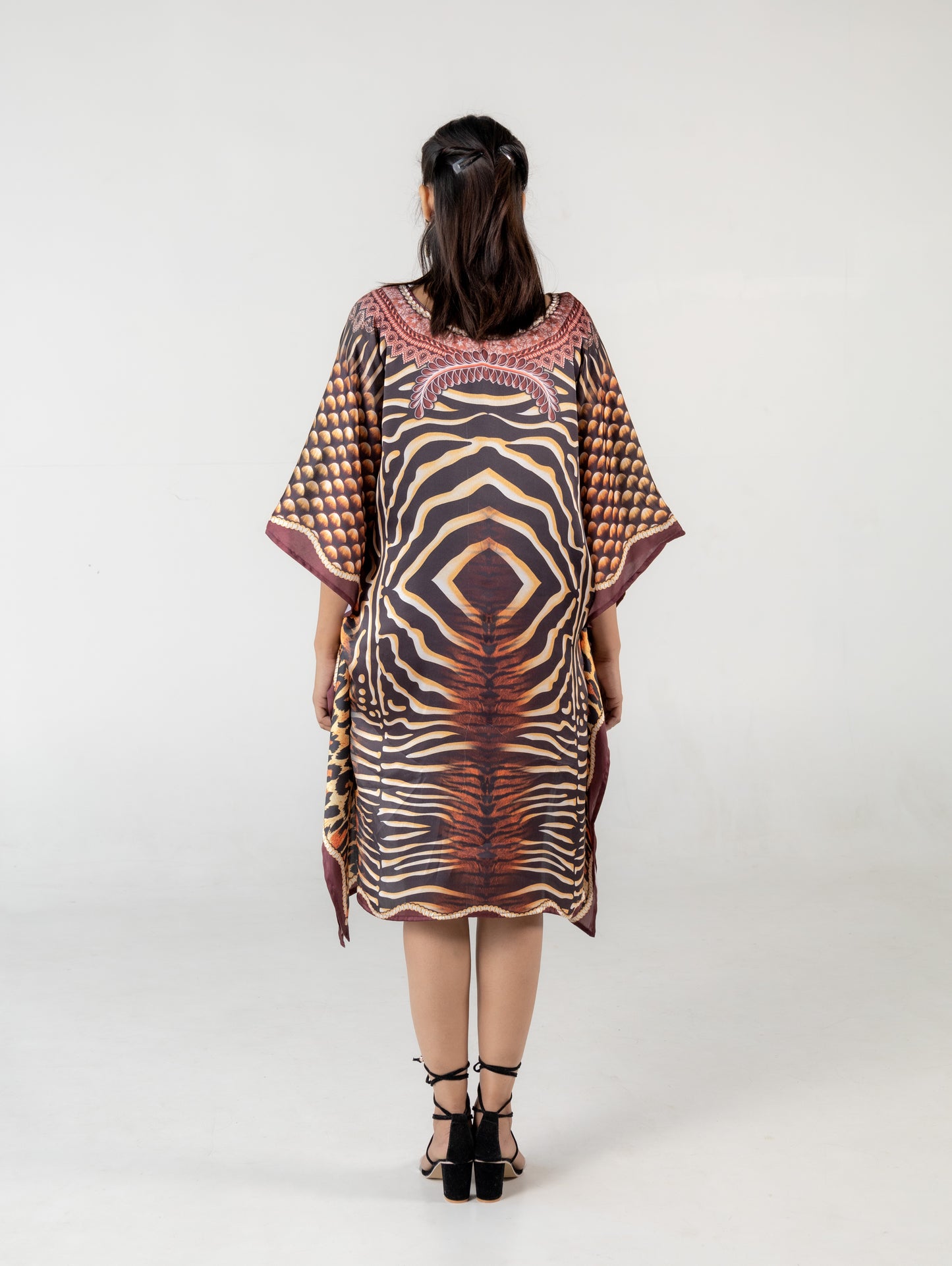 Tiger Print Kaftan Dresses for Women Short Kaftan
