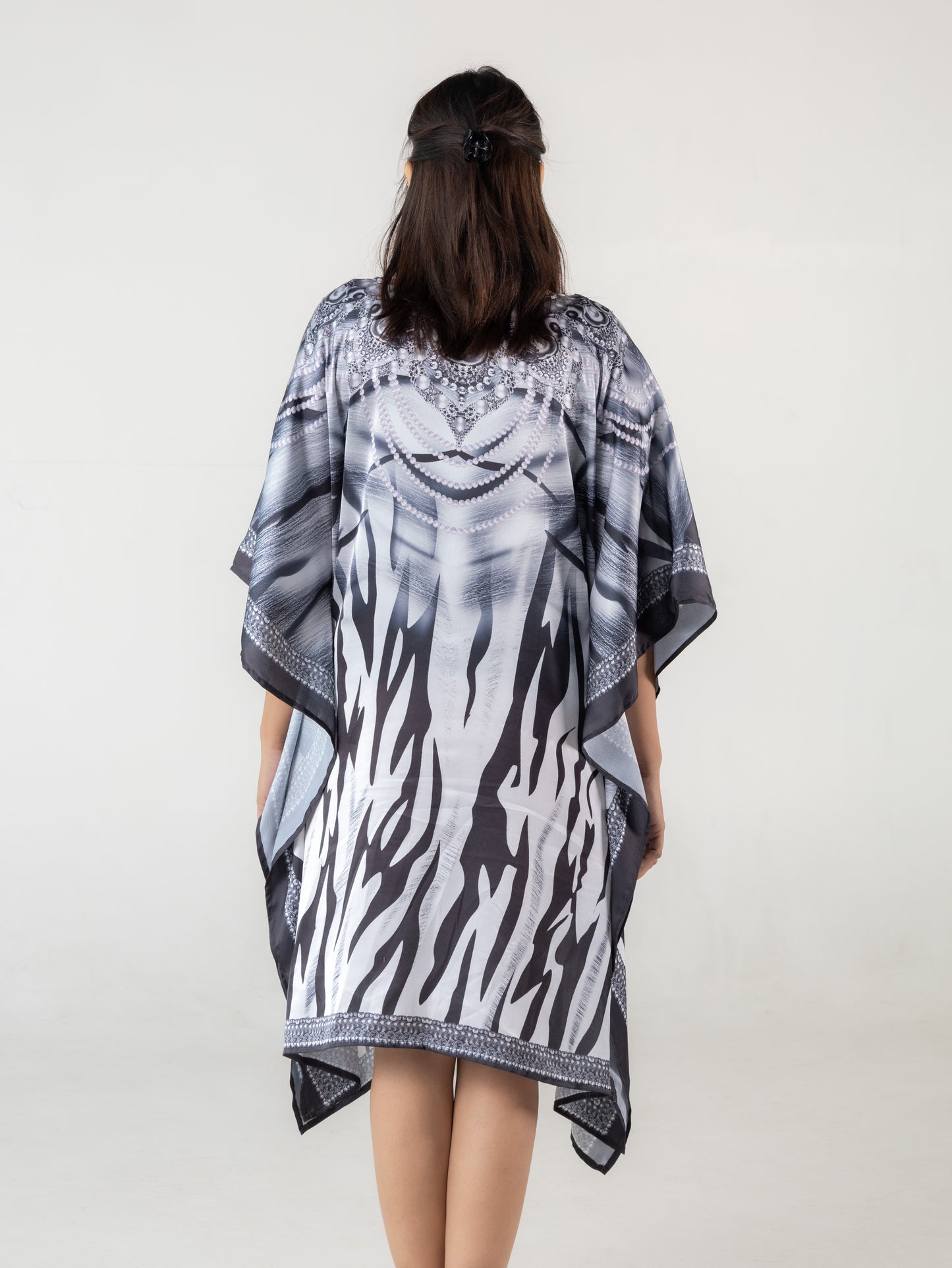 Black Stripe Print  Kaftan Dresses for Women Short Kaftan