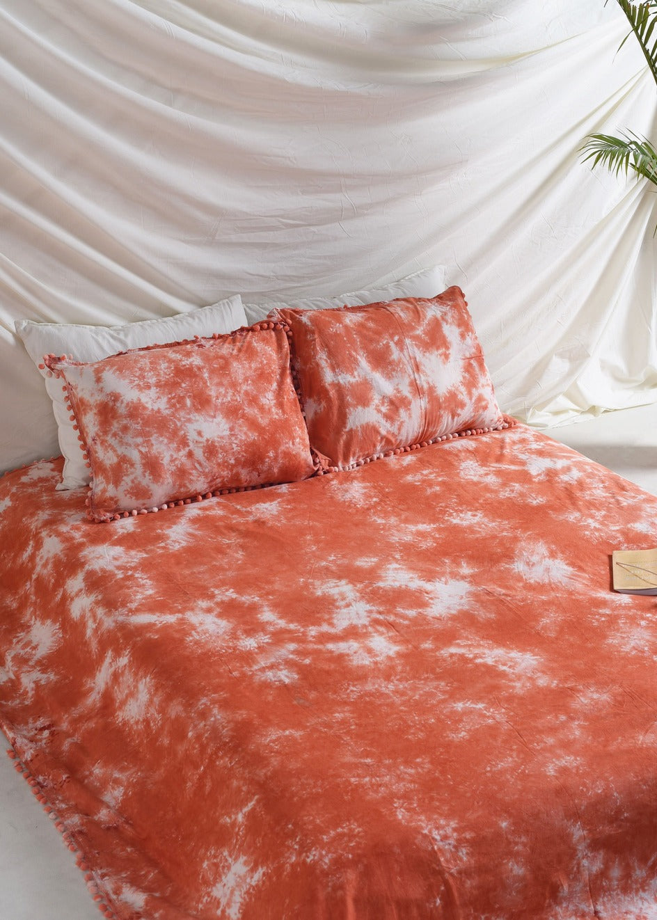 Orange Tie Dye Bedsheets with Pillow Covers