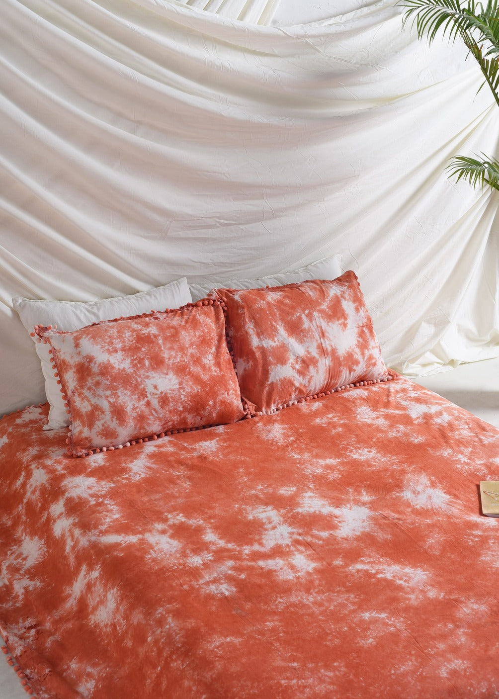 Orange Tie Dye Bedsheets with Pillow Covers