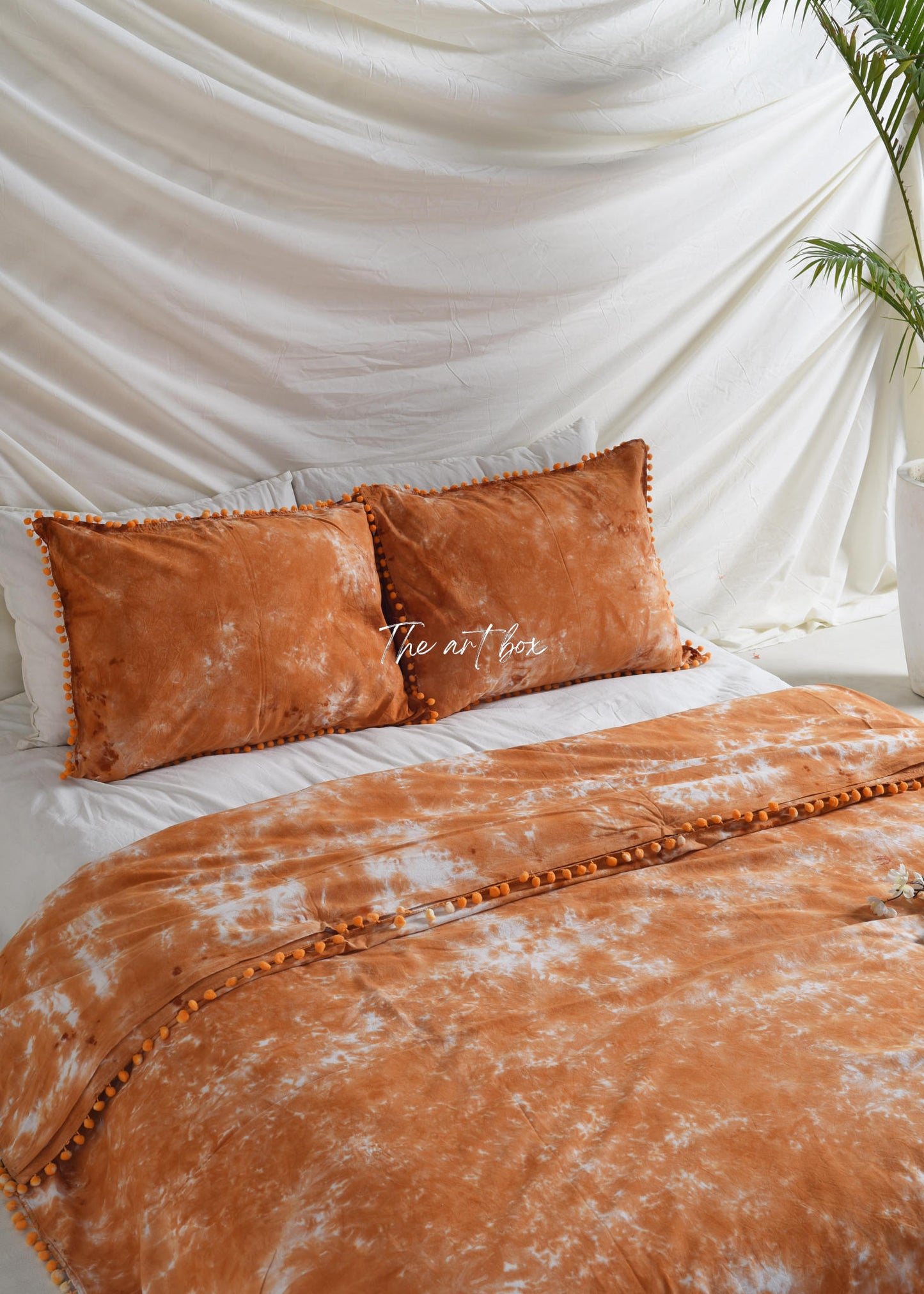 Rust Tie-Dye Duvet Cover with Pillow cases Set
