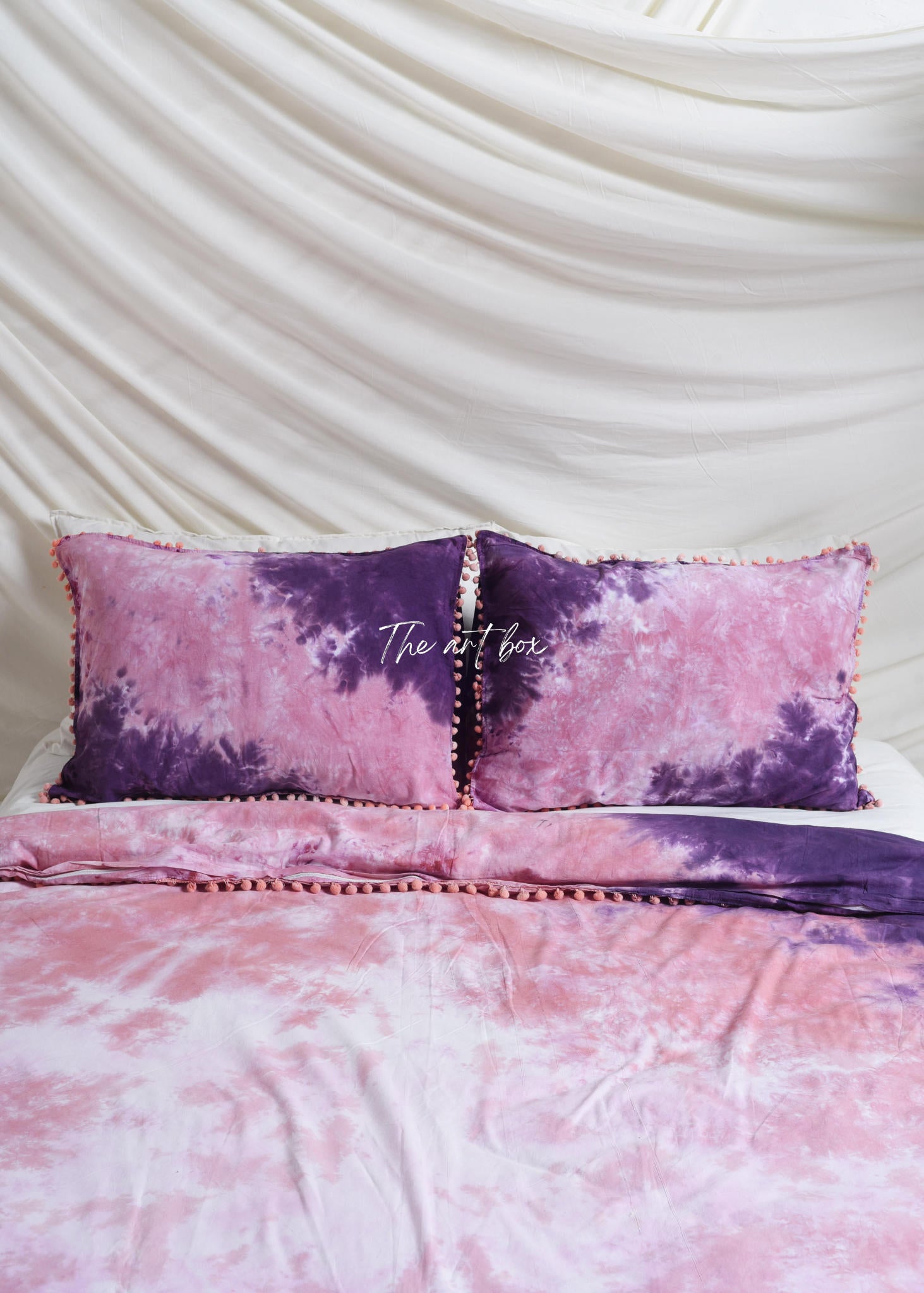 Purple Tie-Dye Duvet Cover with Pillow cases Set