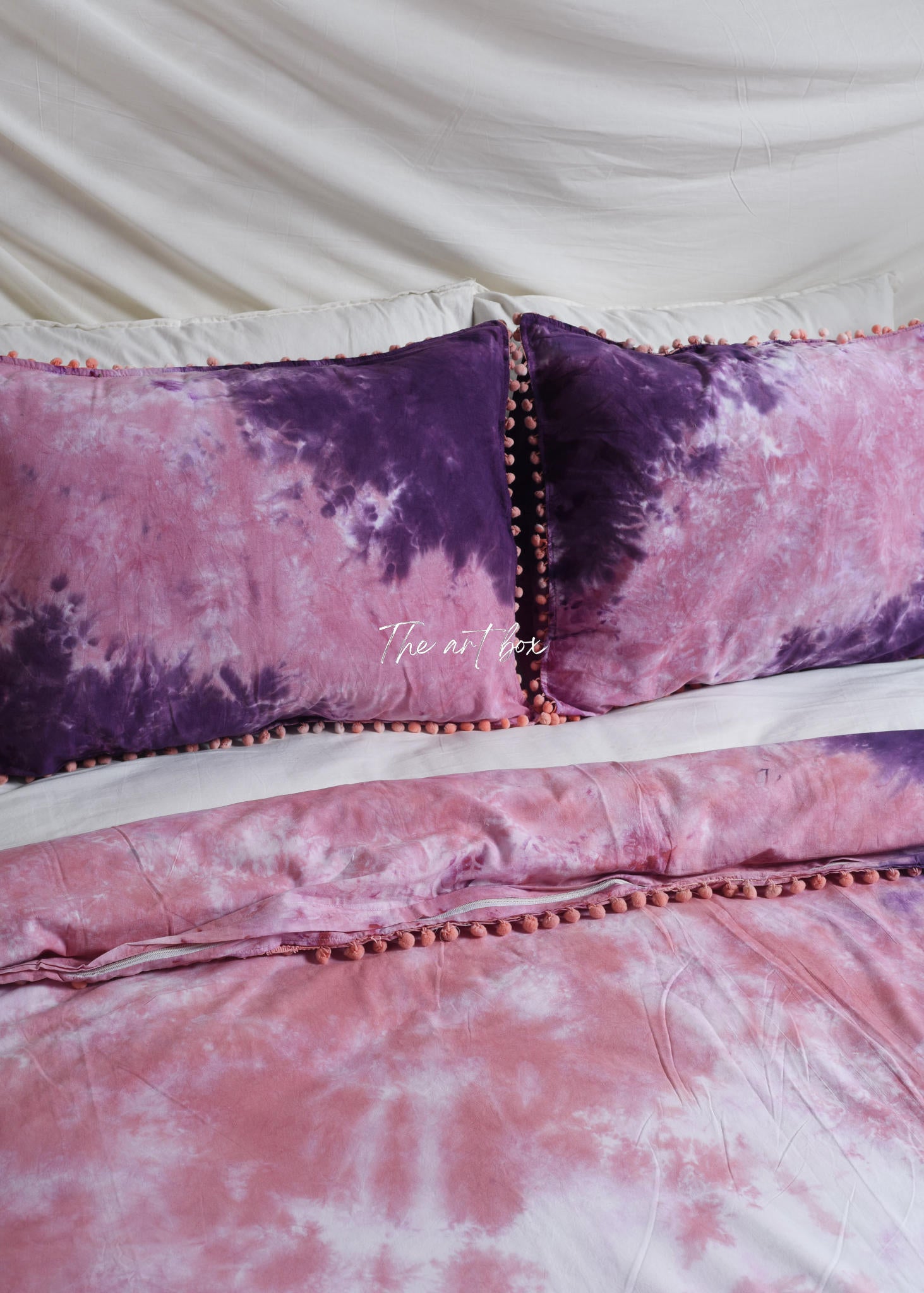 Purple Tie-Dye Duvet Cover with Pillow cases Set