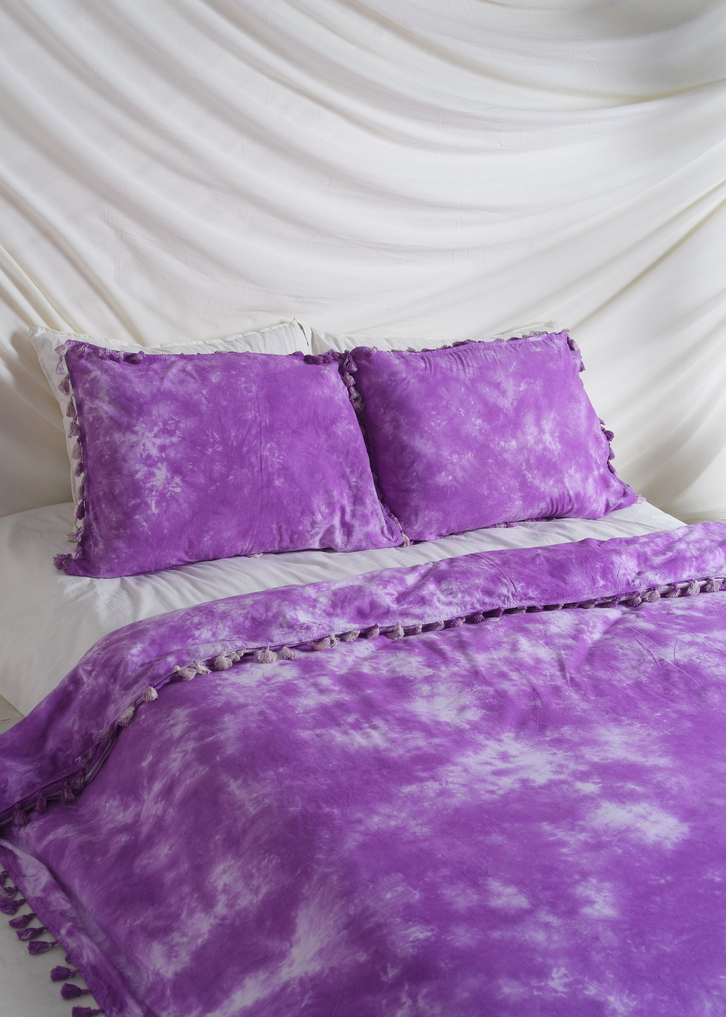 Purple Tie Dye Bedsheets with Pillow Covers
