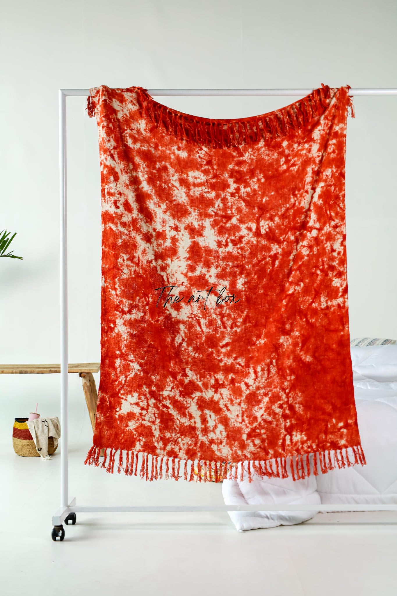 Red and White Tie Dye Throw