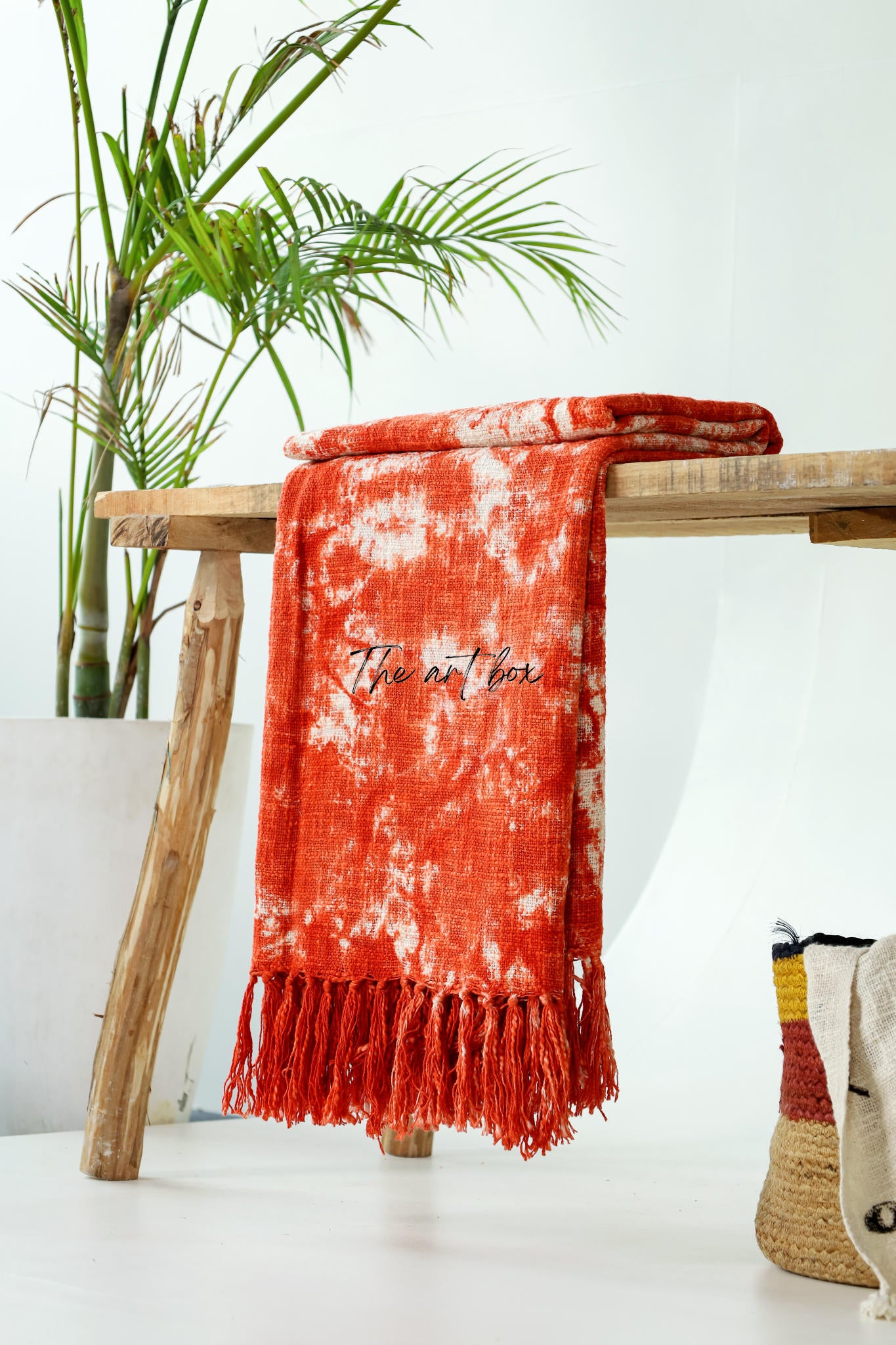 Red and White Tie Dye Throw