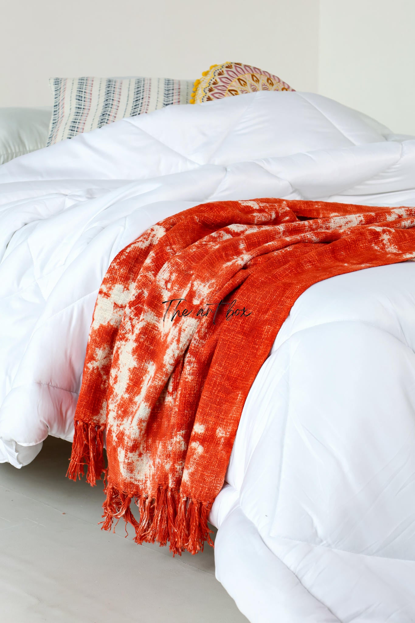 Red and White Tie Dye Throw