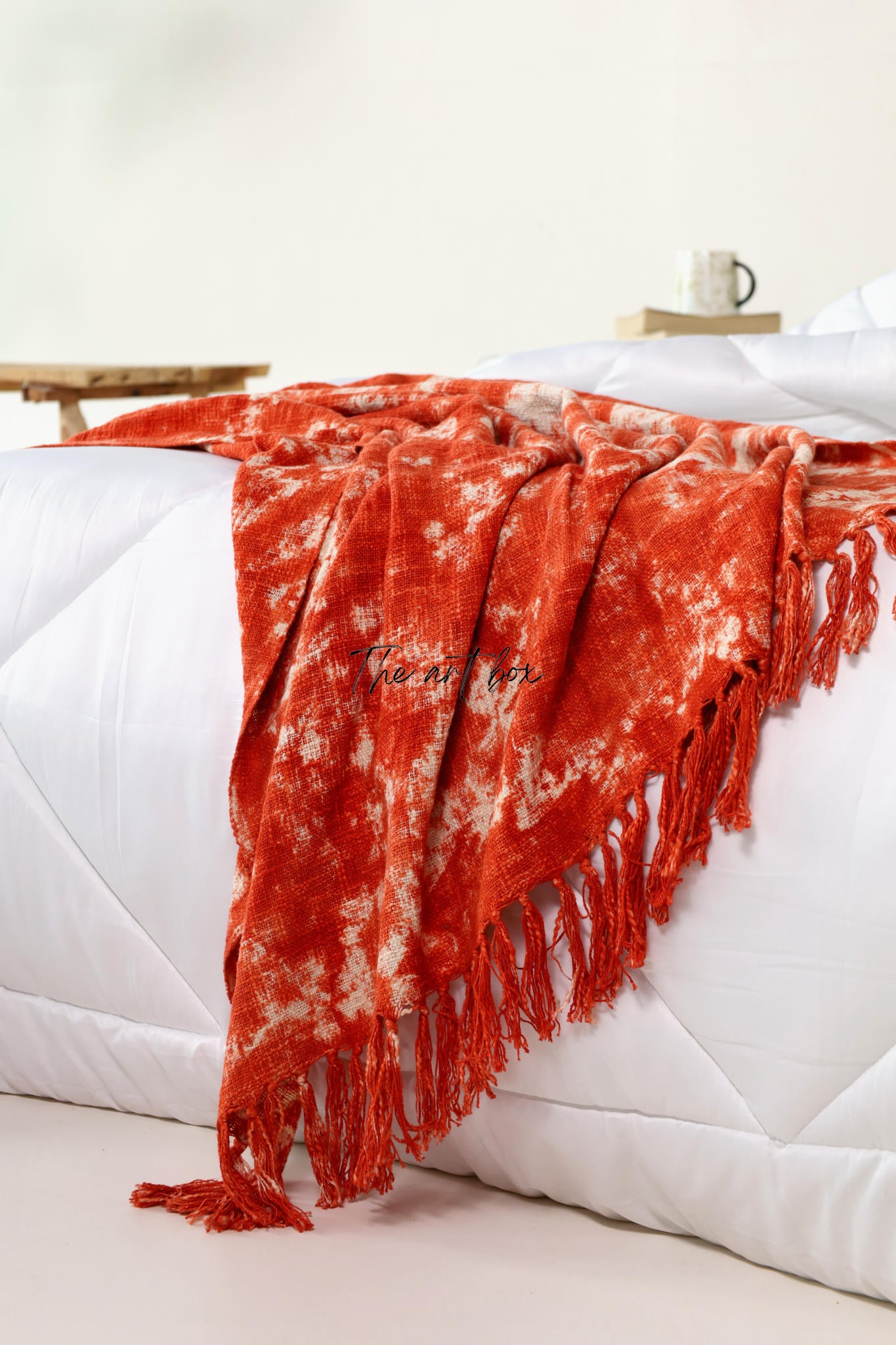 Red and White Tie Dye Throw