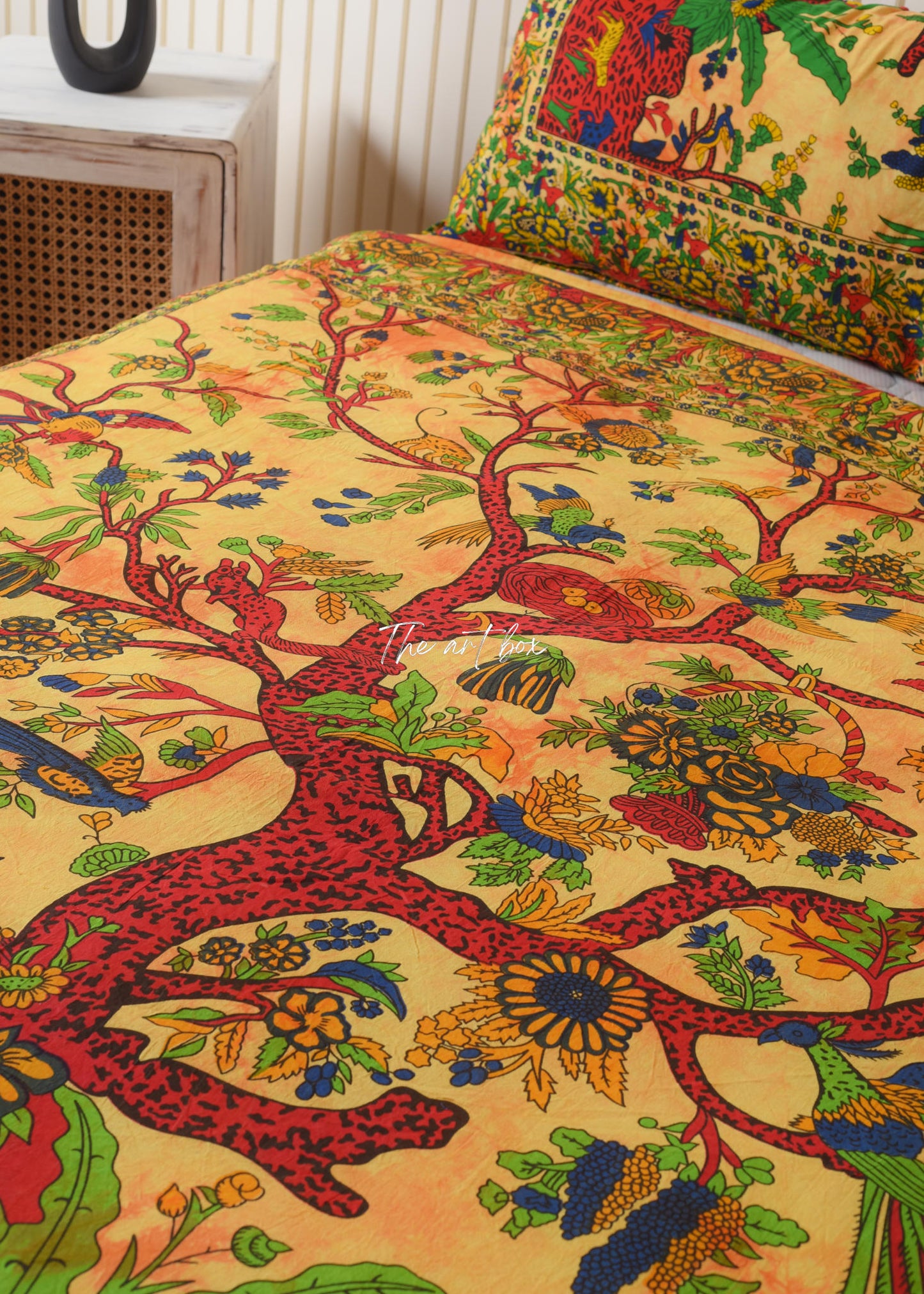 Orange Tree of Life Mandala Duvet Covers with Pillow Covers