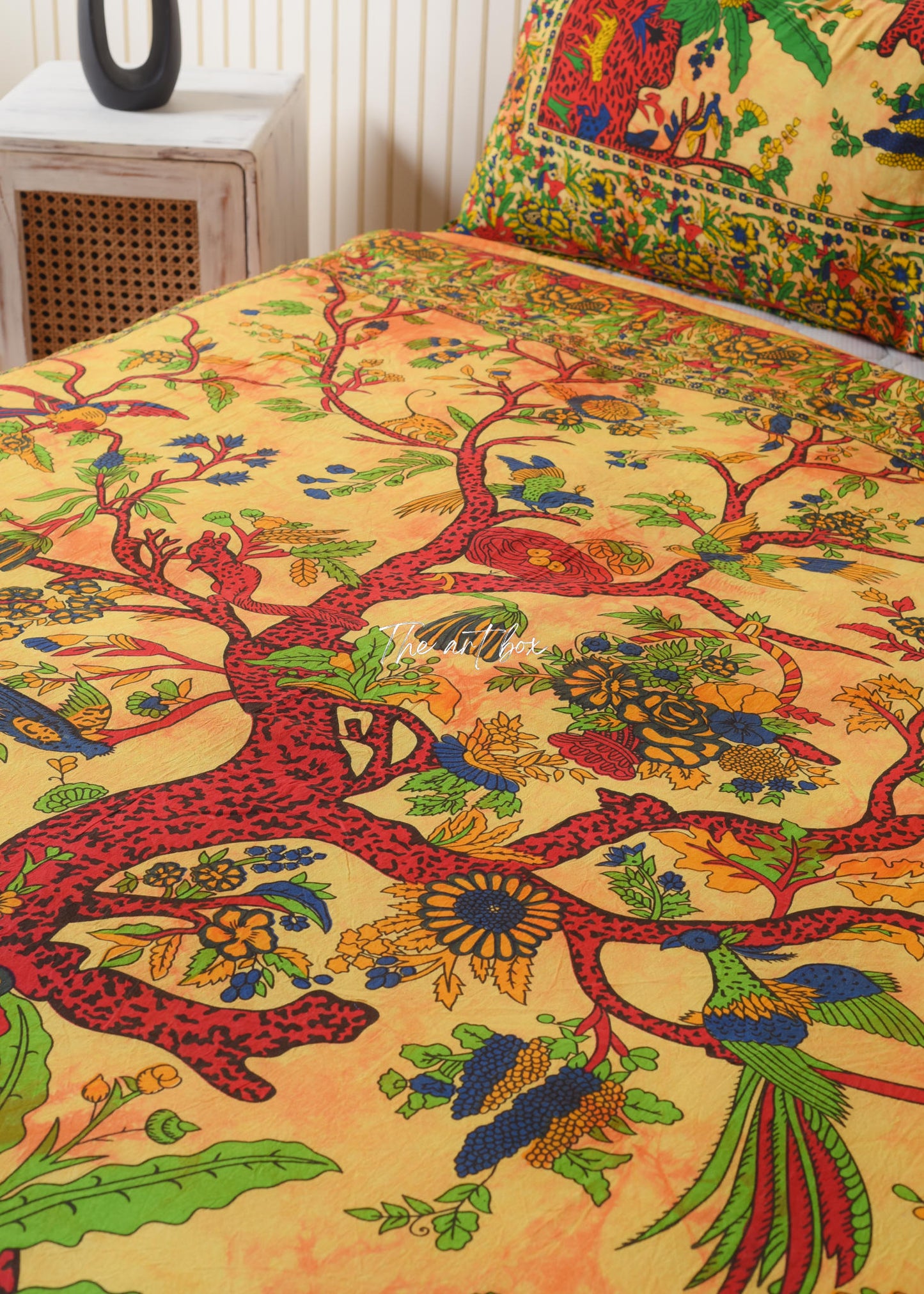 Orange Tree of Life Mandala Duvet Covers with Pillow Covers