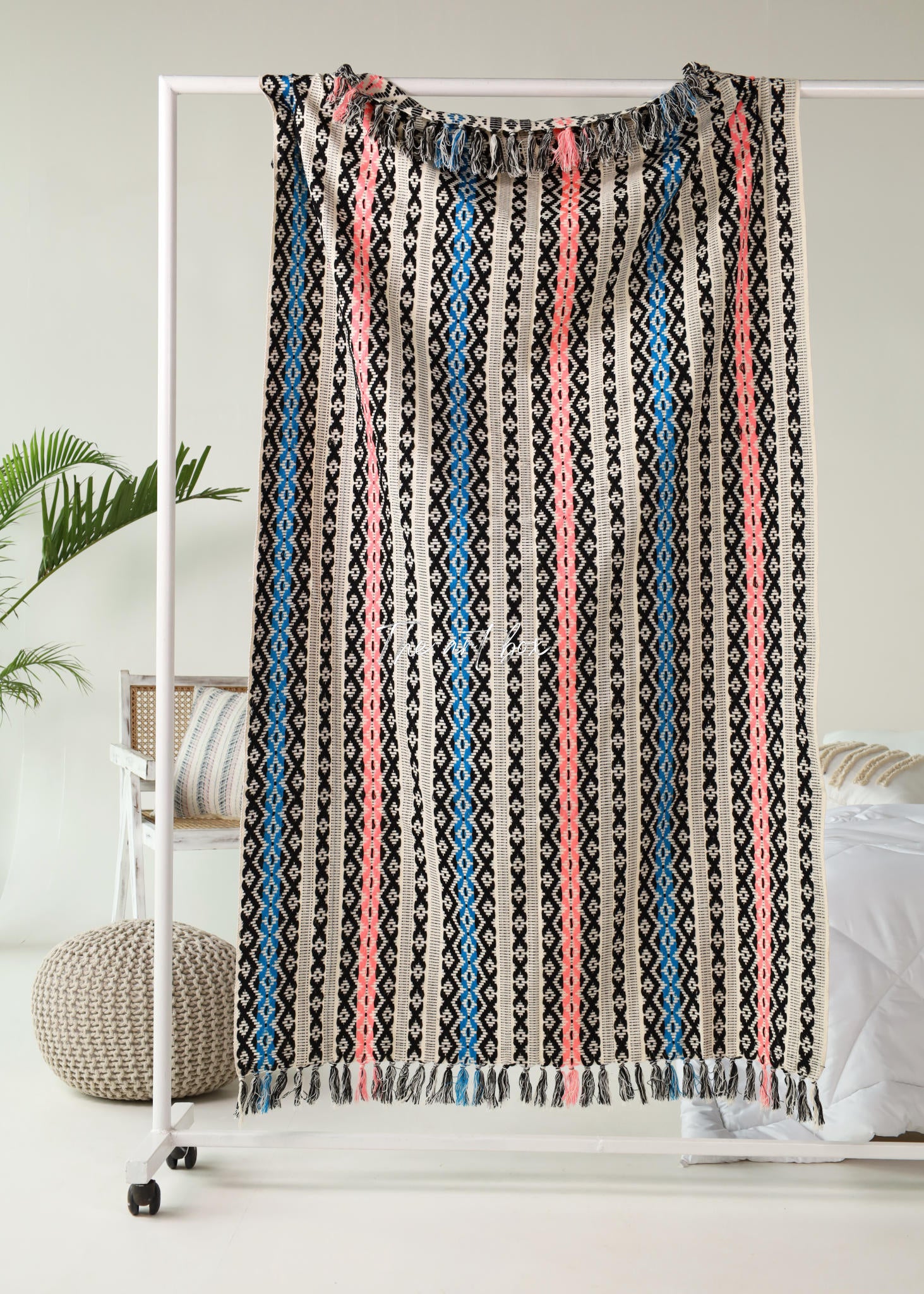 Multicolor Striped Hand Tufted Throw