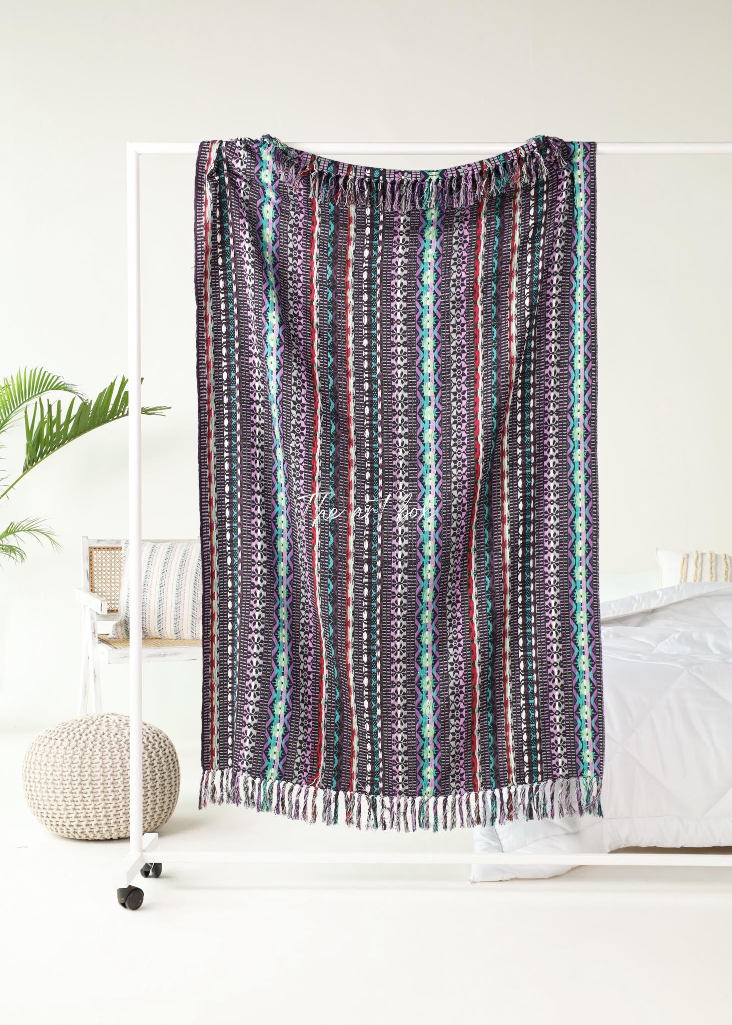 Ethnic Striped Hand Tufted Throw